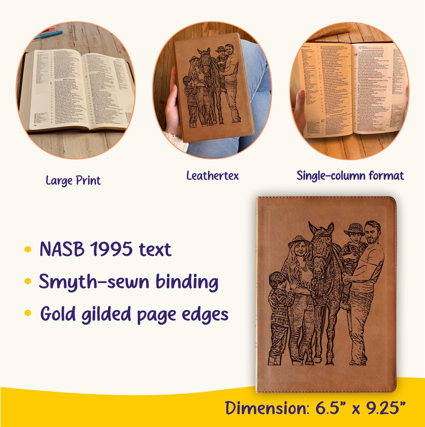 Personalized NASB 1995 Bible, Your Photo Engraved, Family Records Pages, Custom Engraved Bible, Christian Gift, Baptism Gift, Wedding Gift