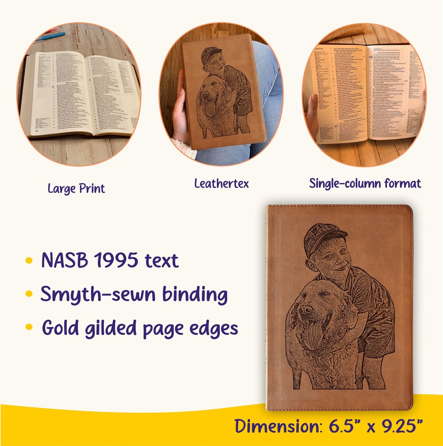 Personalized NASB 1995 Bible, Your Photo Engraved, Family Records Pages, Custom Engraved Bible, Christian Gift, Baptism Gift, Wedding Gift - Religious Books - Aylev
