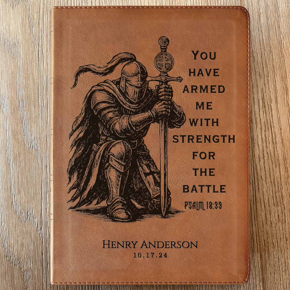 Personalized Bible for Men, NASB 1995 Bible, Customized Bible Engraved Name, Knight Warrior Design, Christian Gift, Bible Gifts for Him