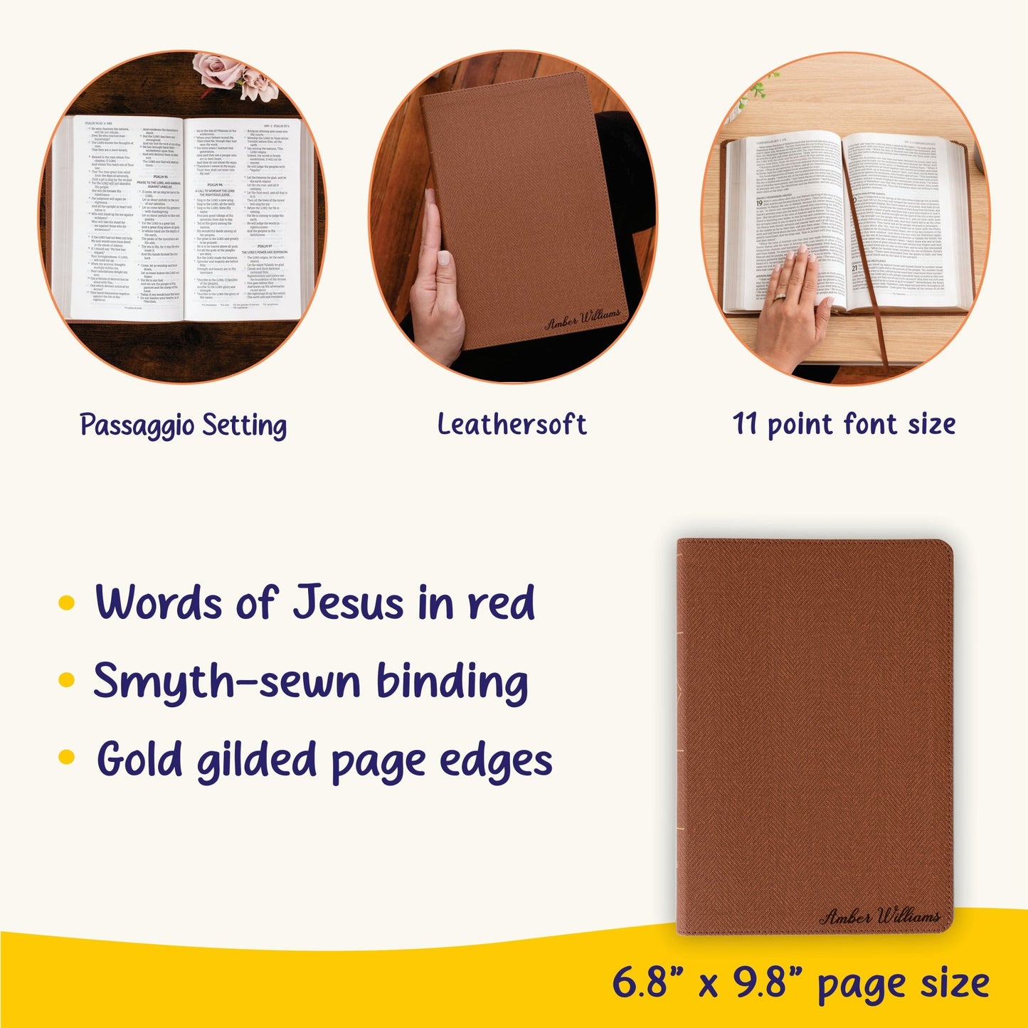 Personalized NASB Bible with Name Engraved, Thinline Passaggio Bible, Custom Bible Engraved Name, New American Standard Bible, Baptism Gifts - Religious Books - Aylev