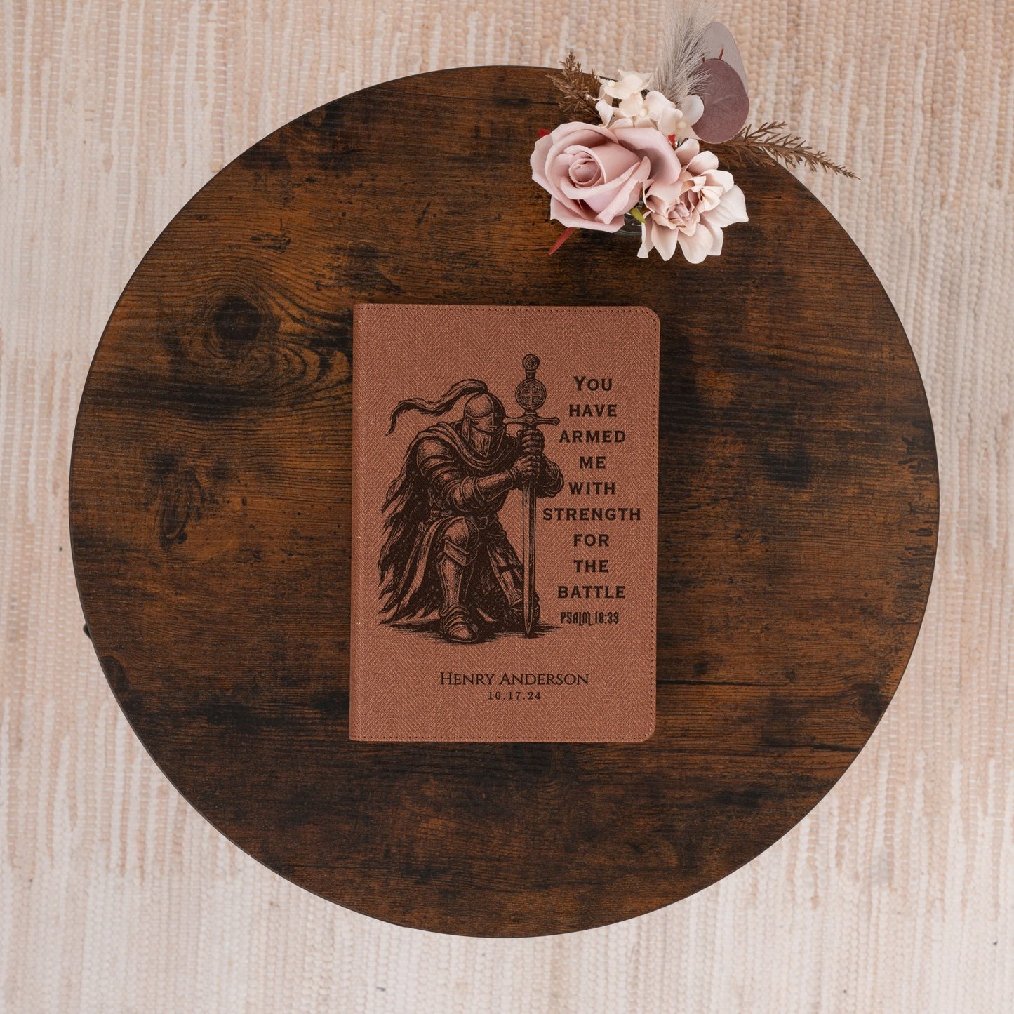 Personalized NASB Thinline Bible, Custom Bible Engraved Name, Knight Warrior Design, Christian Gift, Baptism Gift, Bible Gift for Him - Religious Books - Aylev