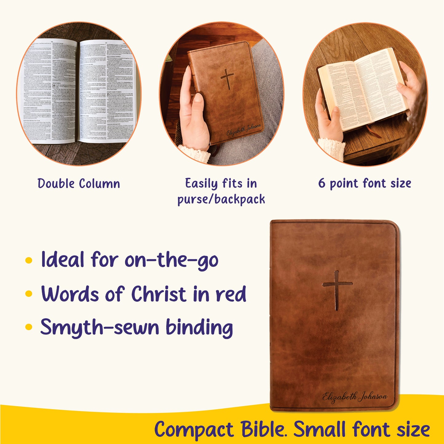 Custom KJV Bible with Name Engraved, Compact Holy Bible, Custom Bible Name Engraved, King James Version Bible, Christian Gifts Baptism Gifts
