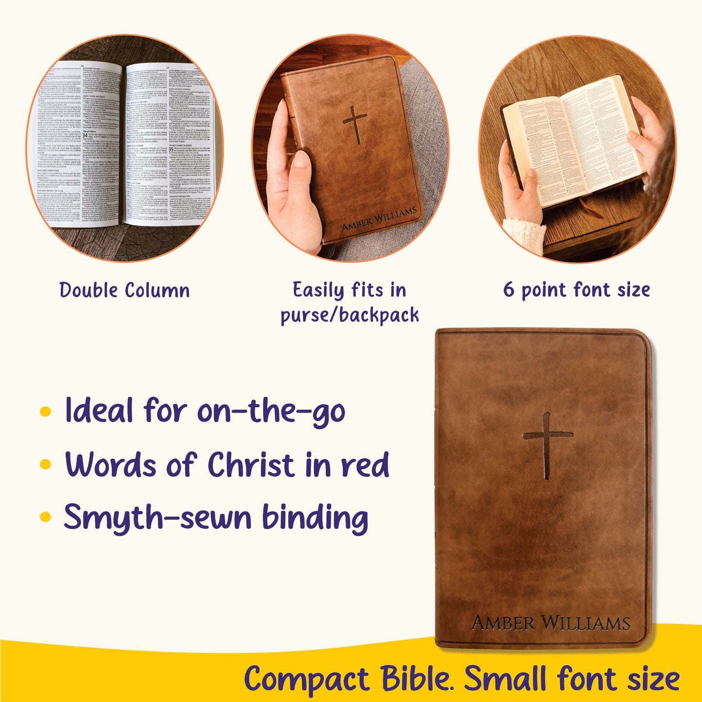 Custom KJV Bible with Name Engraved, Compact Holy Bible, Custom Bible Name Engraved, King James Version Bible, Christian Gifts Baptism Gifts - Religious Books - Aylev