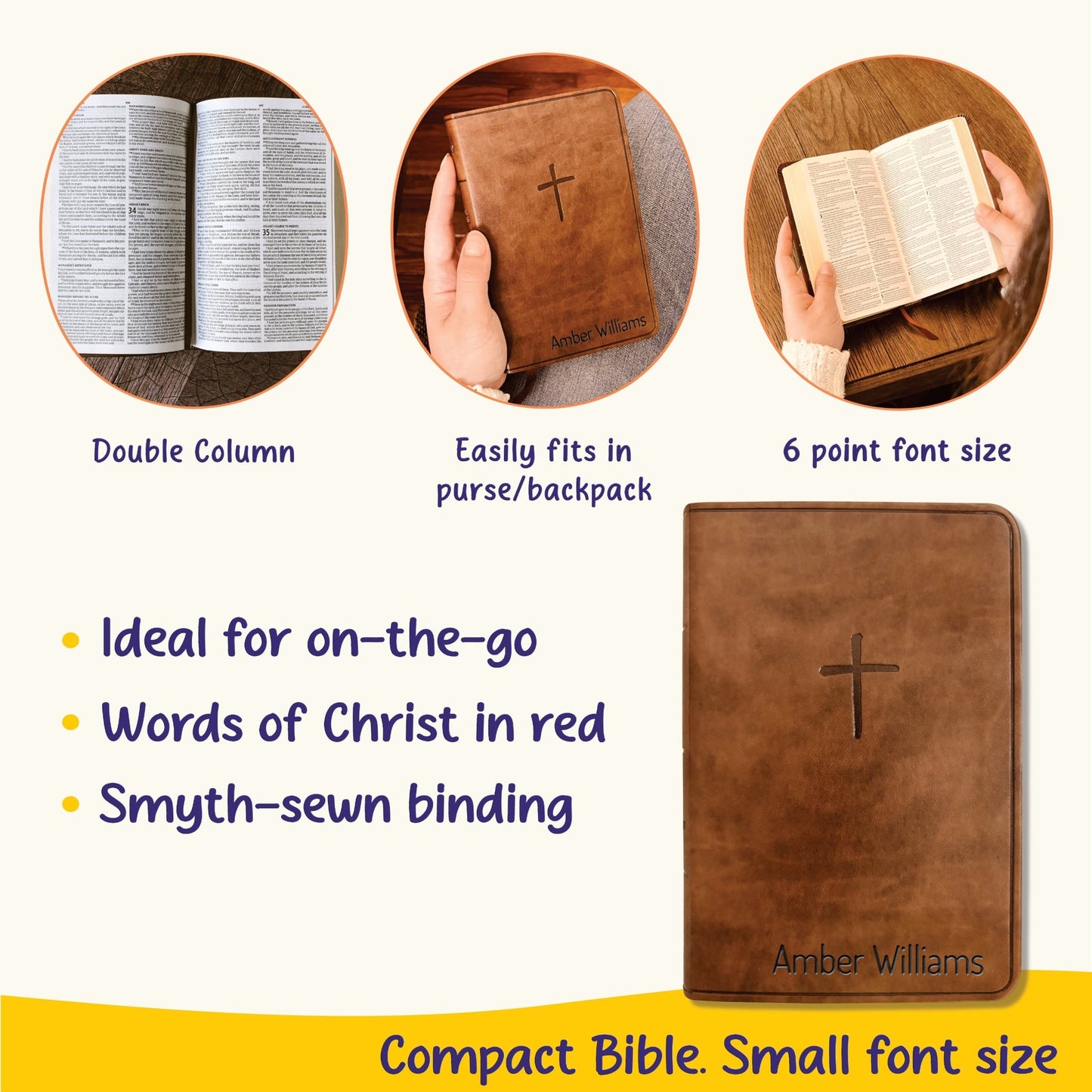 Custom KJV Bible with Name Engraved, Compact Holy Bible, Custom Bible Name Engraved, King James Version Bible, Christian Gifts Baptism Gifts - Religious Books - Aylev
