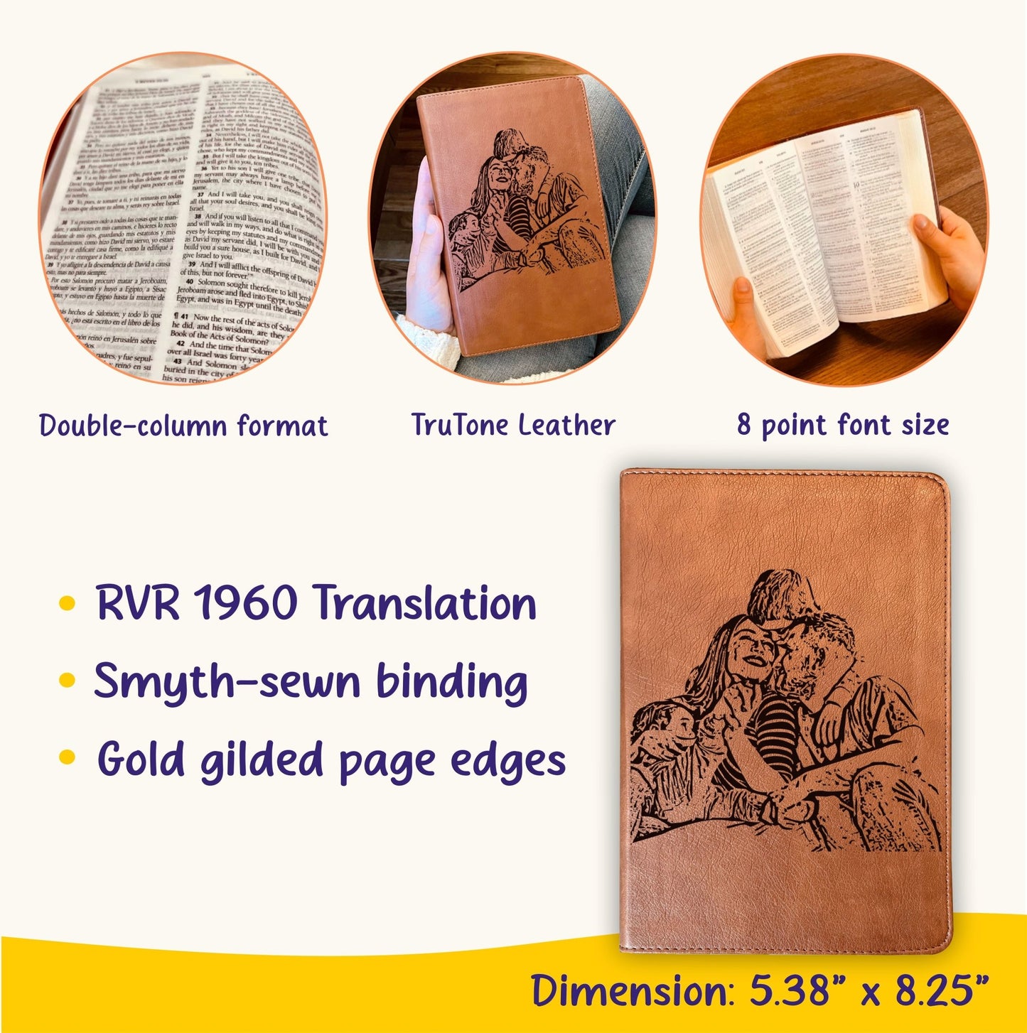 Personalized ESV/RVR 1960 Bible, Photo Engraved Cover, English/Spanish Bilingual Bible, Christian Gift, Baptism Gifts, Custom Engraved Bible - Religious Books - Aylev
