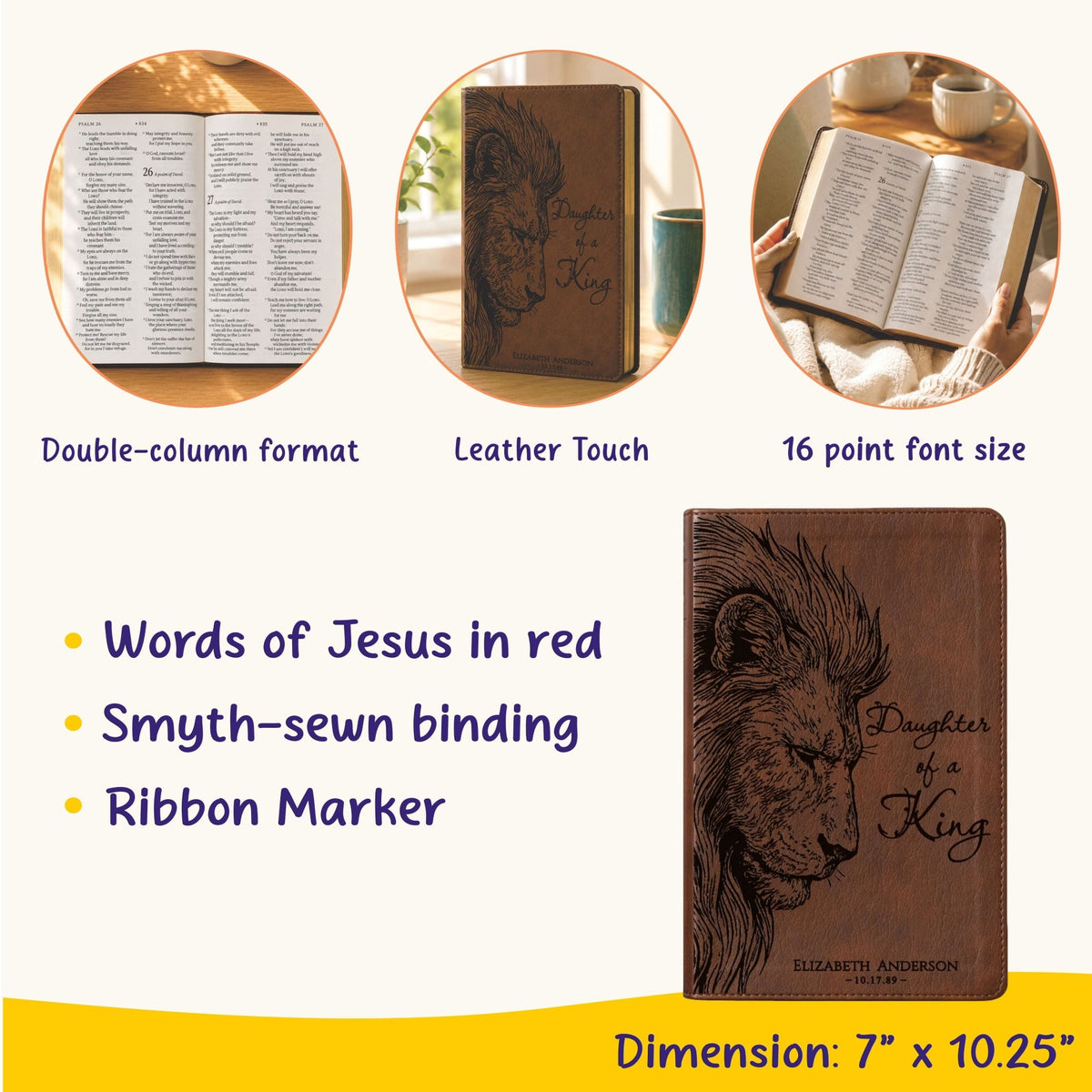 Personalized NLT Super Giant Print Bible, Custom Engraved Name, Filament Enabled New Living Translation, Christian Baptism & Wedding Gift - Religious Books - Aylev