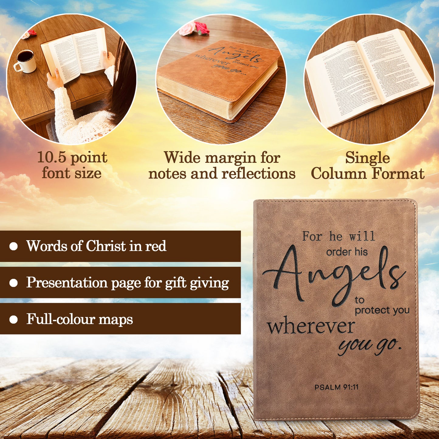 Custom KJV Bible | Wide-Margin Bible | Custom Bible Engraved King James Version | Christian Gifts Baptism Gifts KJV Bible Women Men - Aylev