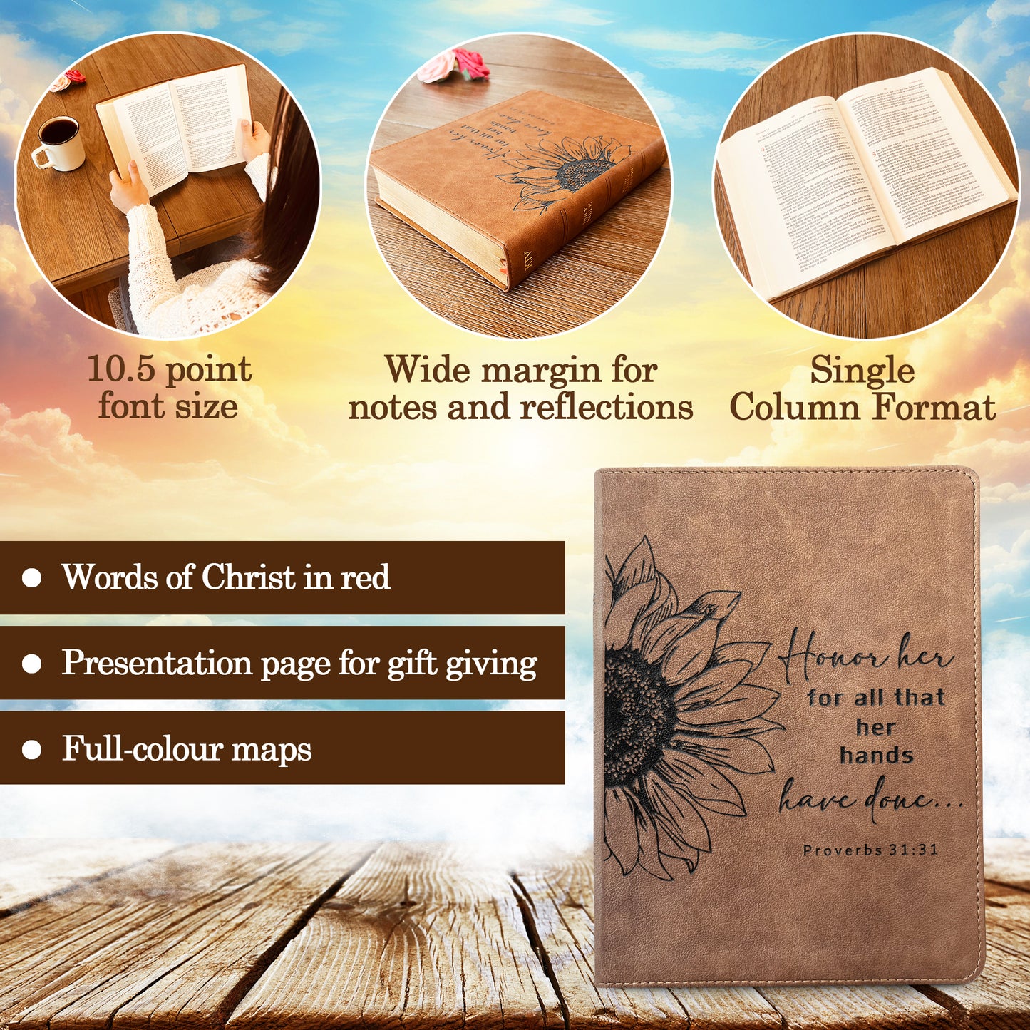 Custom KJV Bible | Wide-Margin Bible | Custom Bible Engraved King James Version | Christian Gifts Baptism Gifts KJV Bible Women Men - Aylev