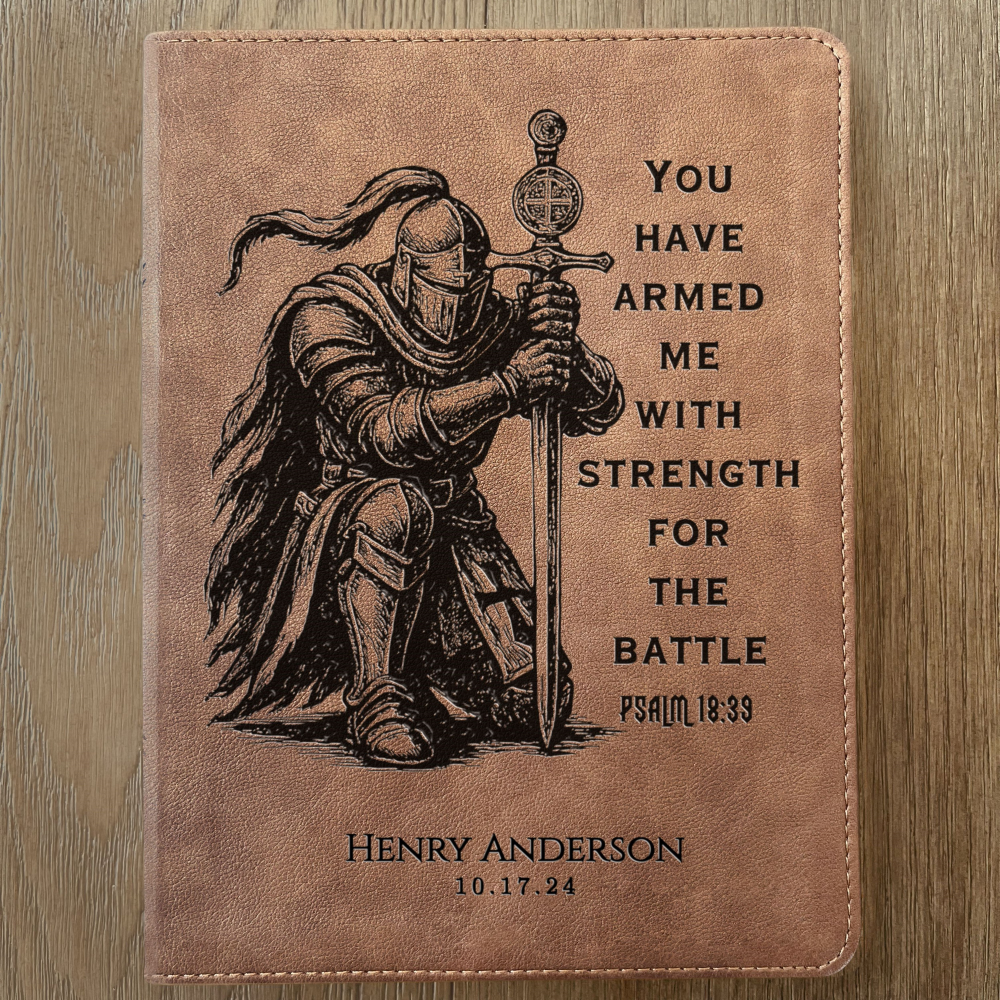 Personalized Bible for Men, KJV Wide-Margin Bible, Custom Bible Engraved Name, Knight Warrior Design, Christian Gift, Bible Gifts for Him