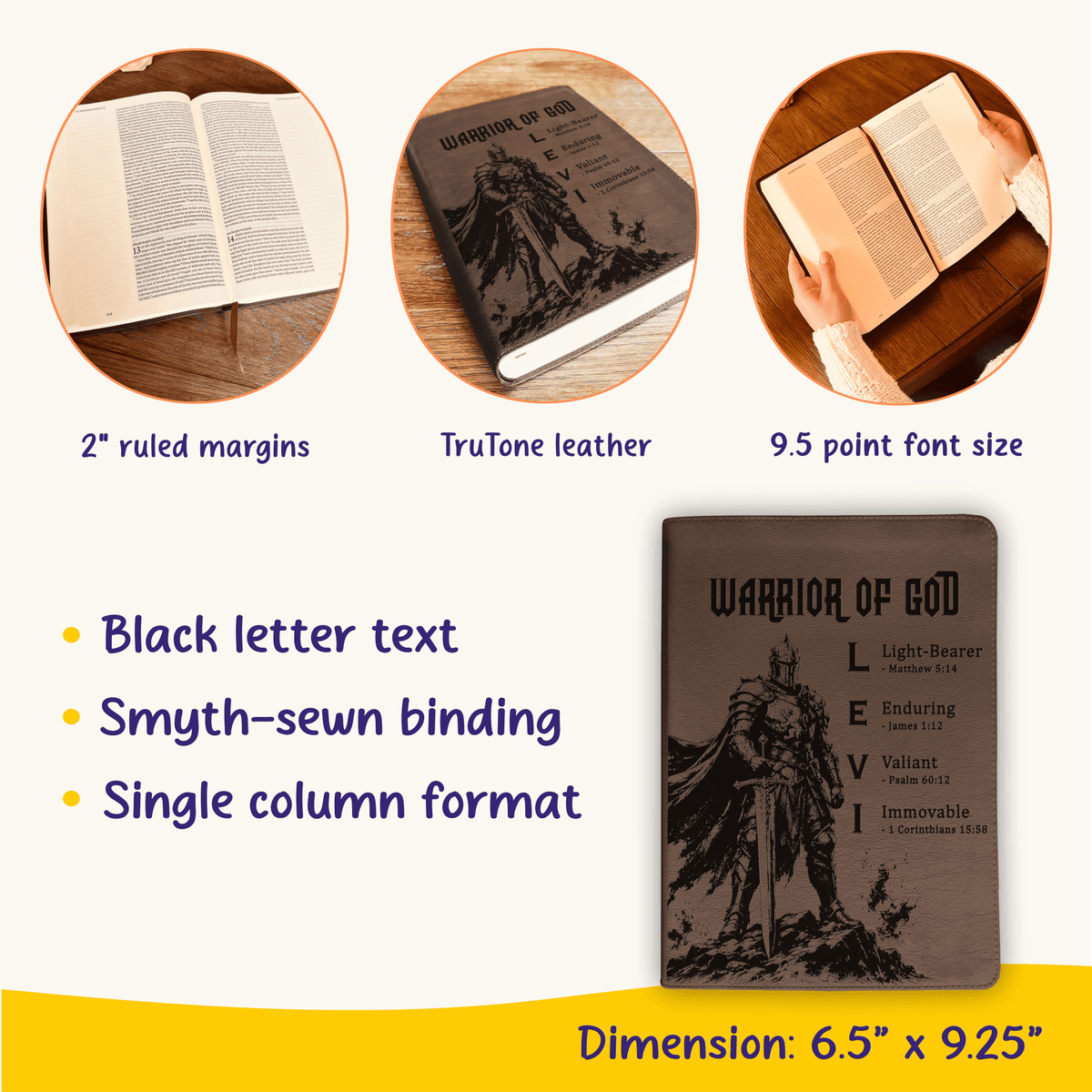 Personalized ESV Journaling Bible, Custom Engraved Acrostic Name with Verse Reference, Warrior of God Design, Christian Gift for Him - Religious Books - Aylev