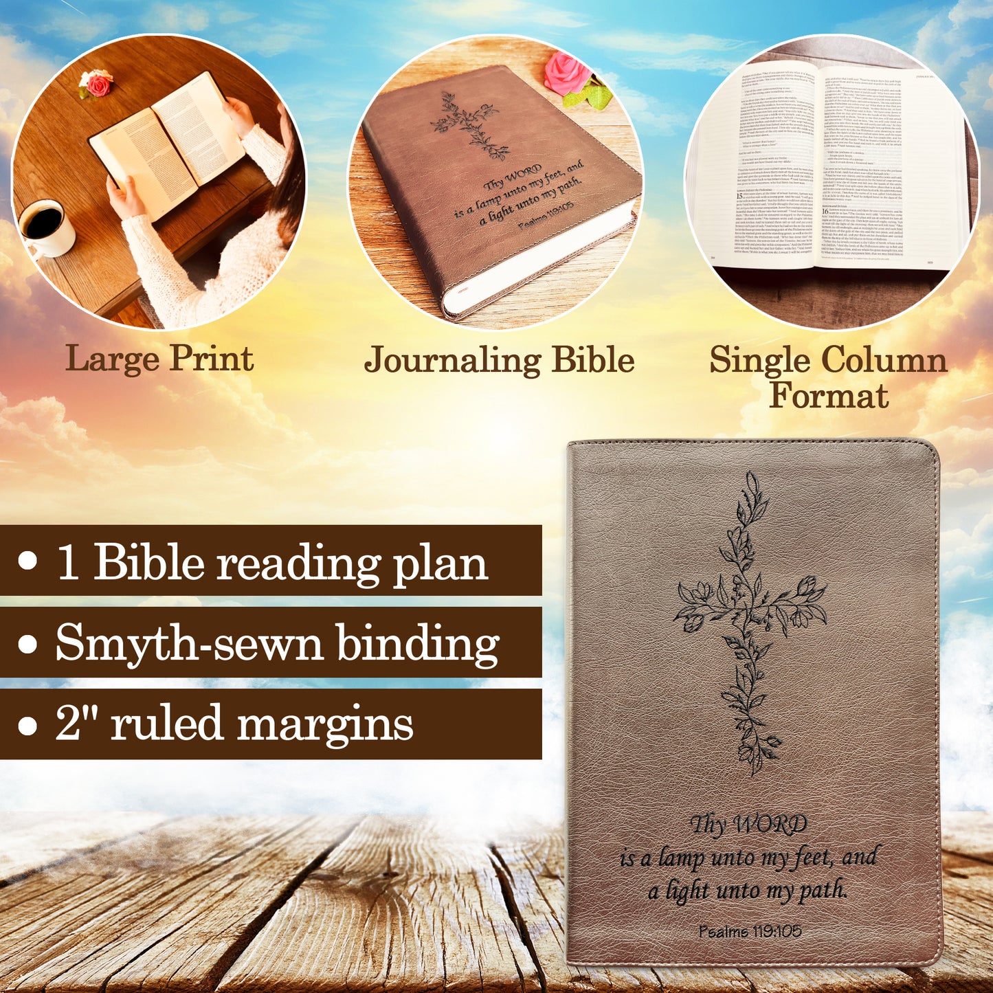 Personalized ESV Bible: Create Your Own Custom Engraved Design with a Designer, Large Print Journaling English Standard Holy Bible - Aylev