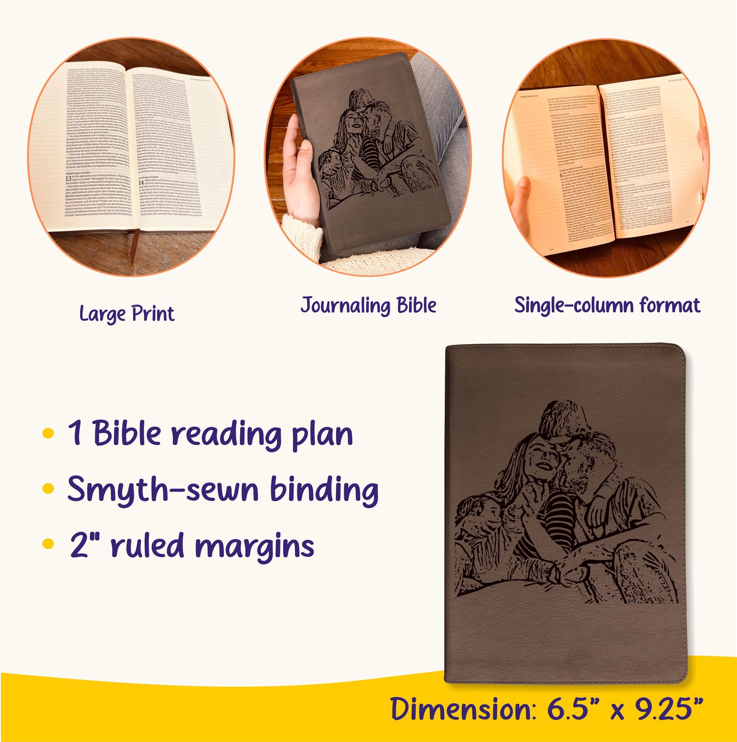 Personalized ESV Journaling Bible, Large Print, Photo Engraved Cover, Custom Bible for Note Taking, Christian Baptism or Wedding Gift