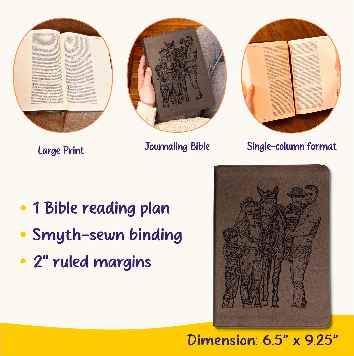 Personalized ESV Journaling Bible, Large Print, Photo Engraved Cover, Custom Bible for Note Taking, Christian Baptism or Wedding Gift - Religious Books - Aylev