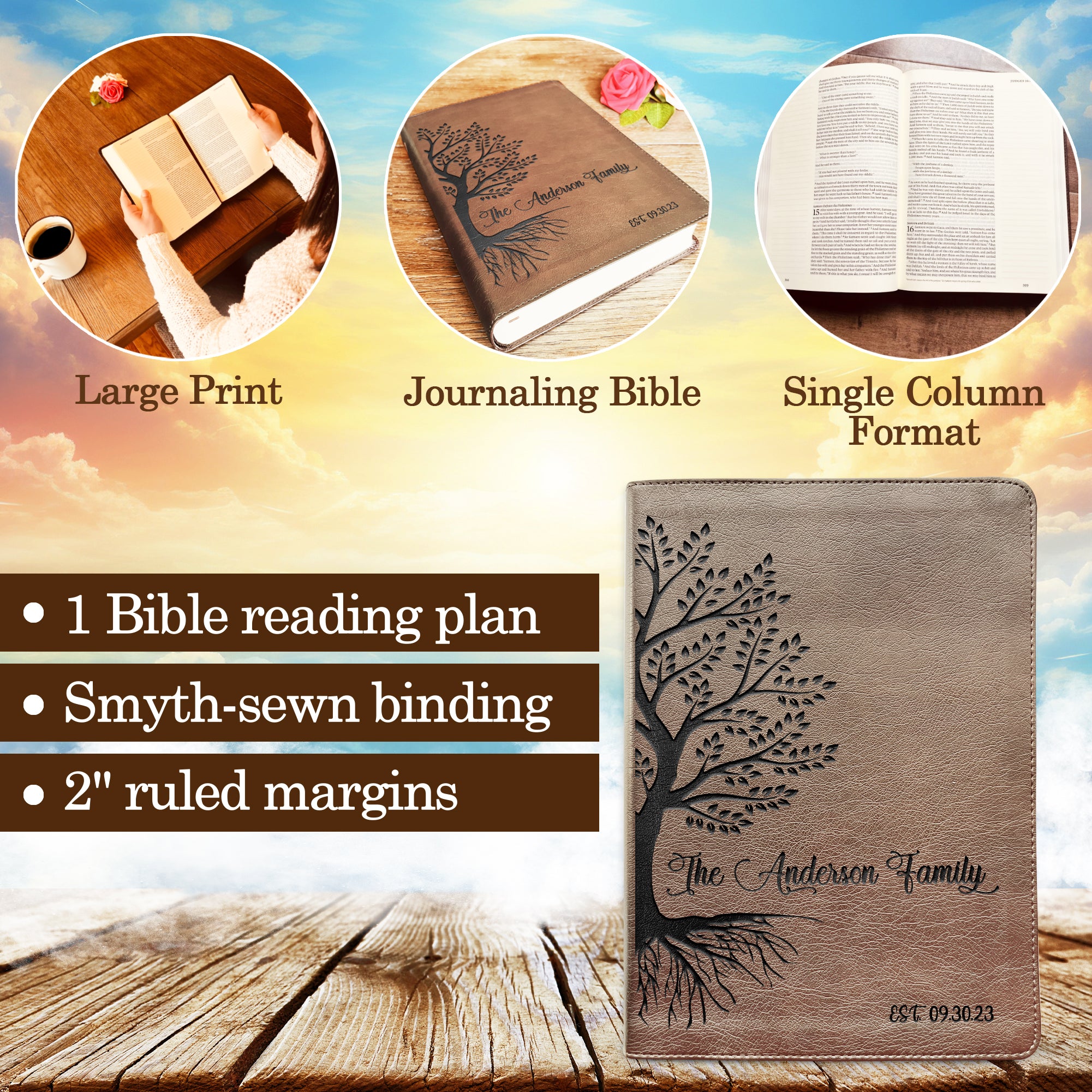 Personalized Family Bible, Custom ESV Single Column Journaling Family Bible, Engraved Bible, Wedding Gifts Christian Gifts Anniversary Gifts - Aylev Personalized Family Bible, Custom ESV Single Column Journaling Family Bible, Engraved Bible, Wedding Gifts Christian Gifts Anniversary Gifts - Aylev