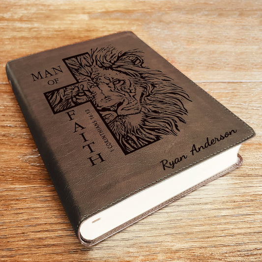 Personalized Bible for Men, ESV Journaling Bible, Customized Bible for Men Name Engraved, English Standard Version, Bibles for men, bible gifts for men - Religious Books - Aylev