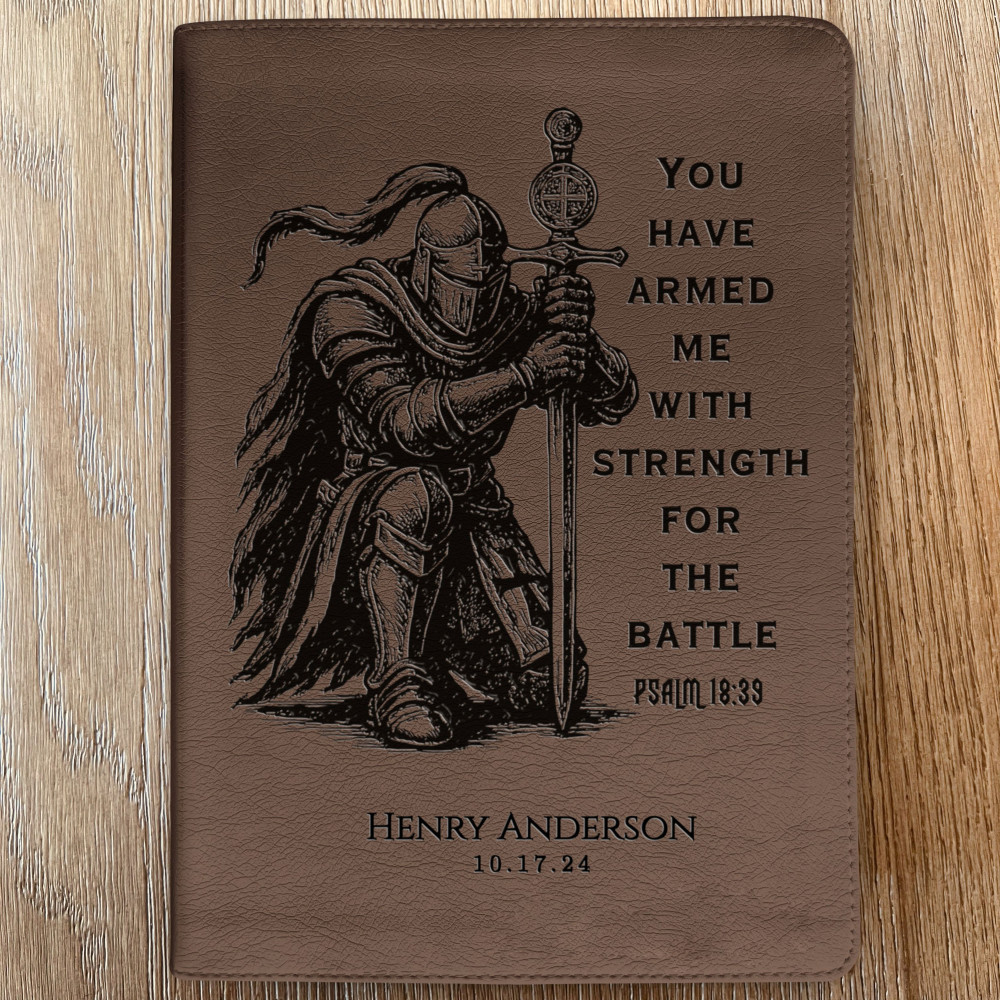 Personalized Bible for Men, ESV Journaling Bible, Custom Bible Engraved Name, Knight Warrior Design, Christian Gift, Bible Gifts for Him