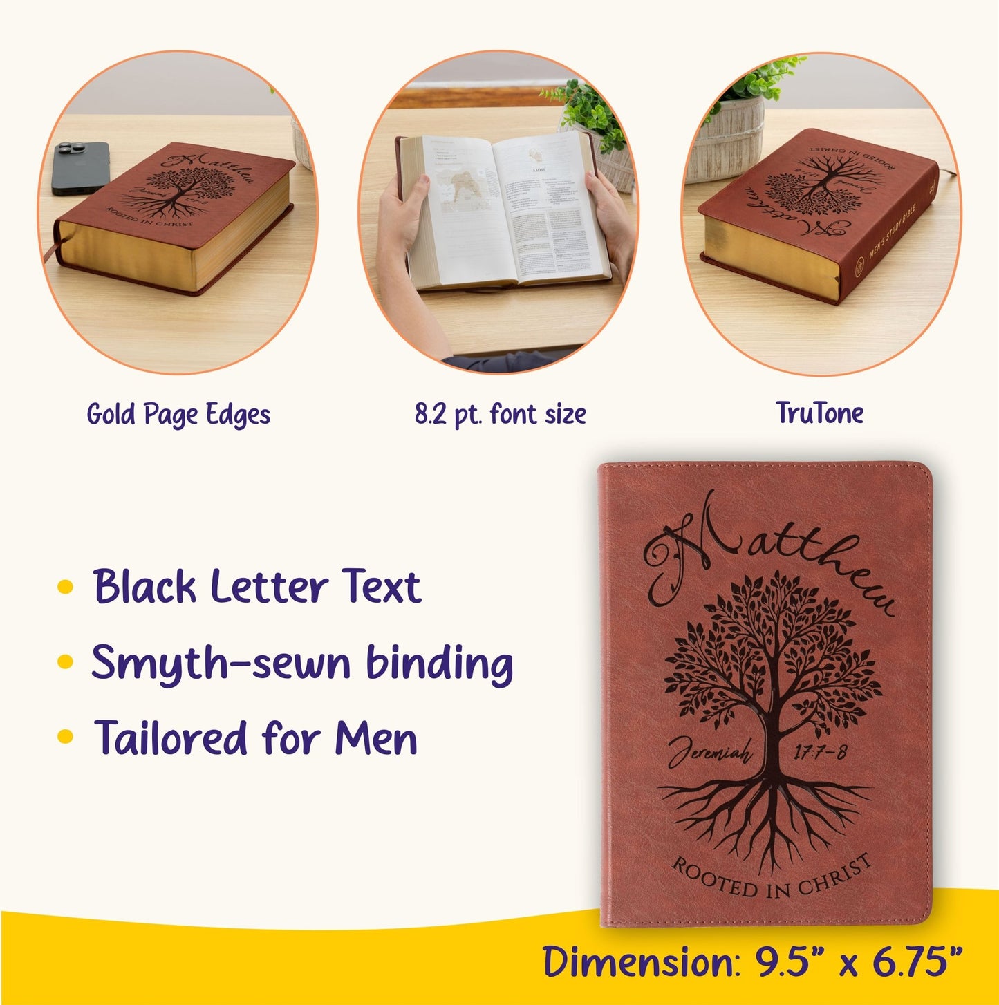 Personalized ESV Men's Study Bible, Custom Engraved Name, Rooted in Christ Tree Design, Christian Gift, Bible Gifts for Her, Gifts for Him - Religious Books - Aylev