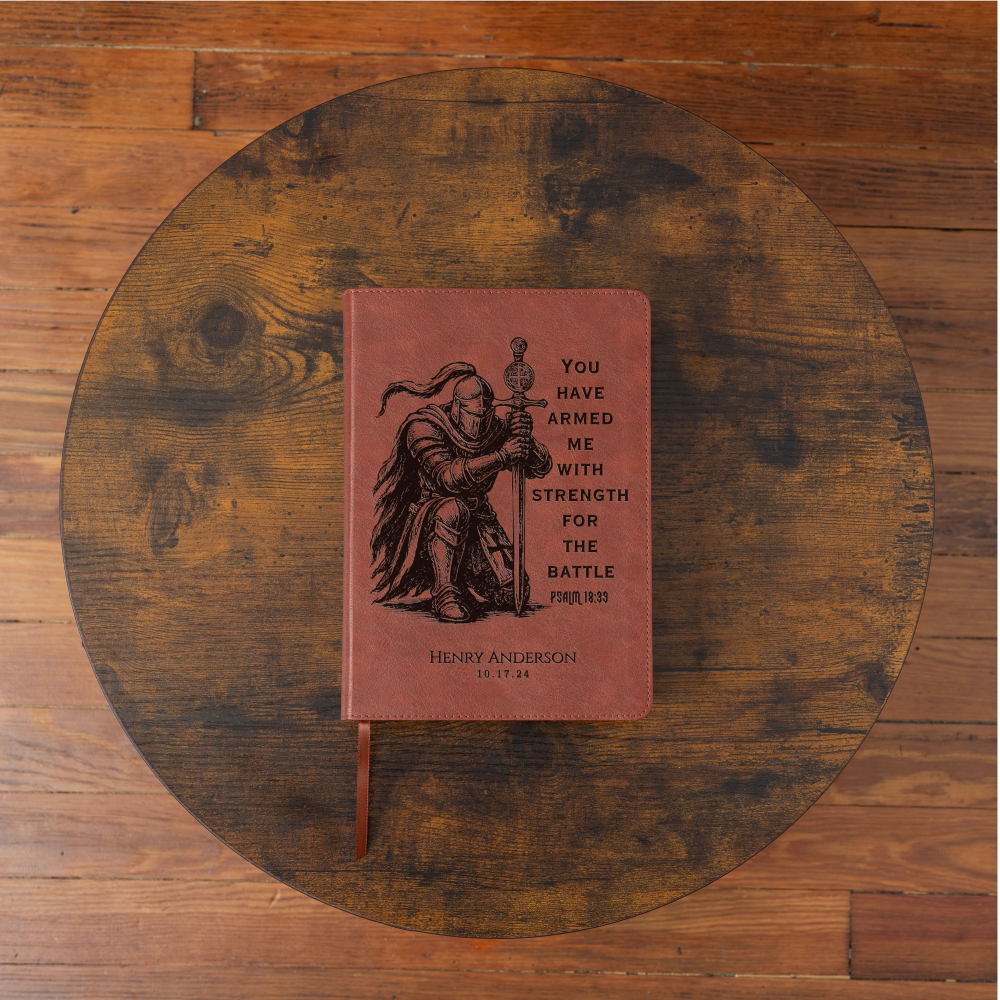 Personalized Bible for Men, ESV Men's Study Bible, Custom Bible Engraved Name, Knight Warrior Design, Christian Gift, Bible Gifts for Him