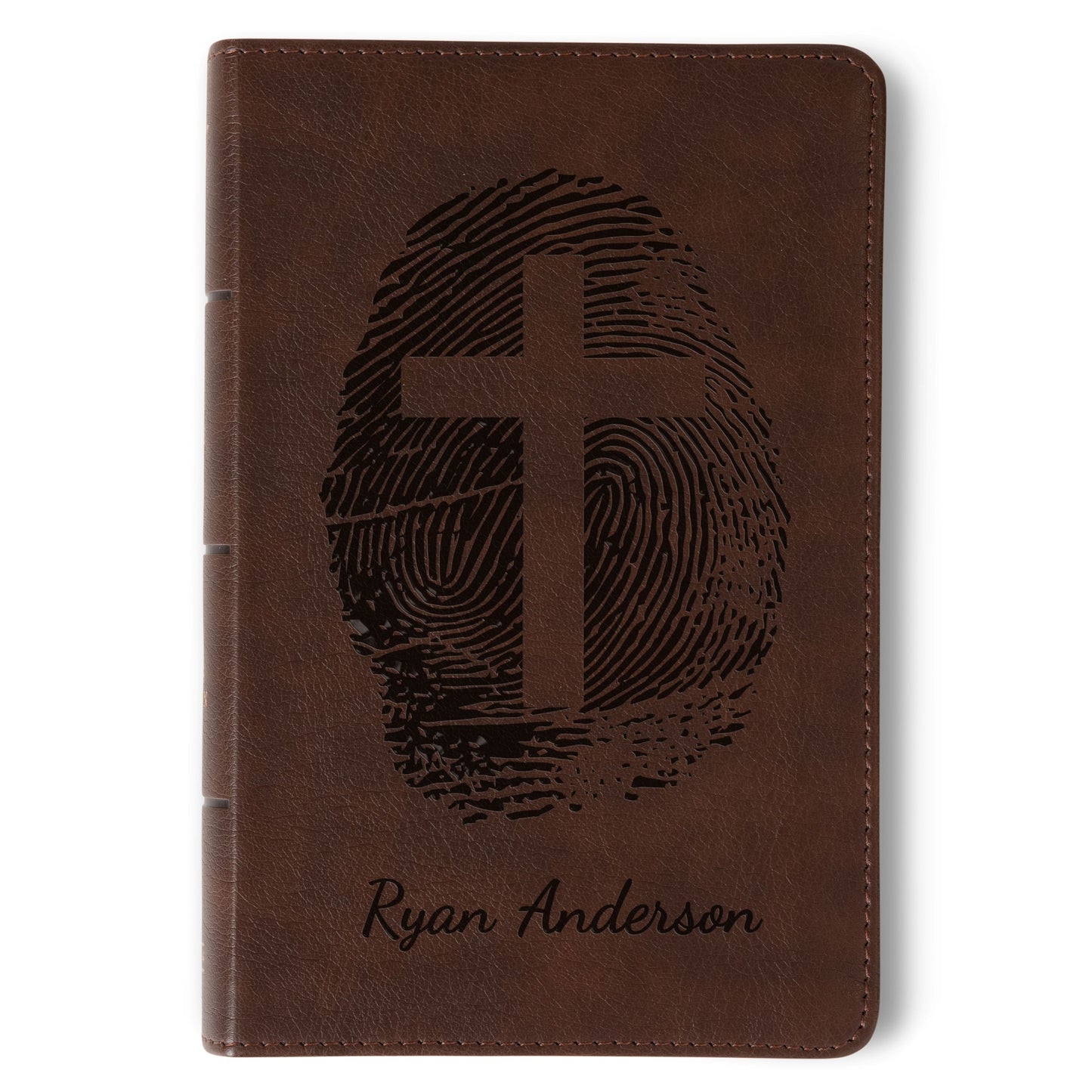 Personalized KJV Bible, Custom Fingerprint & Cross Design with Name Engraved, KJV Compact Bible, Gift for Baptism, Wedding, Confirmation (Copy