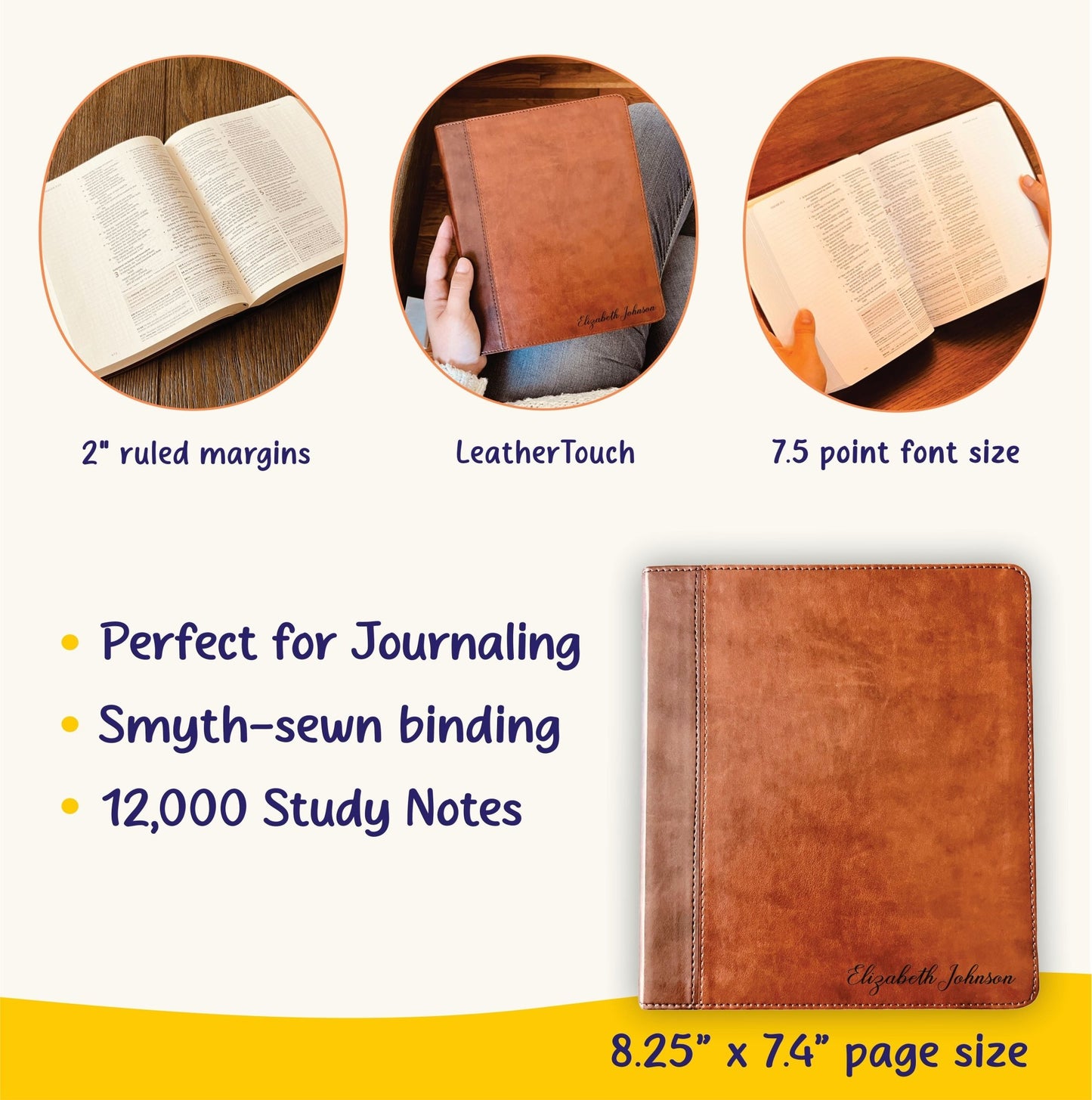 Personalized ESV Bible with Name Engraved, ESV Journaling Study Bible, Custom Bible Engraved Name, English Standard Version Christian Gifts - Religious Books - Aylev