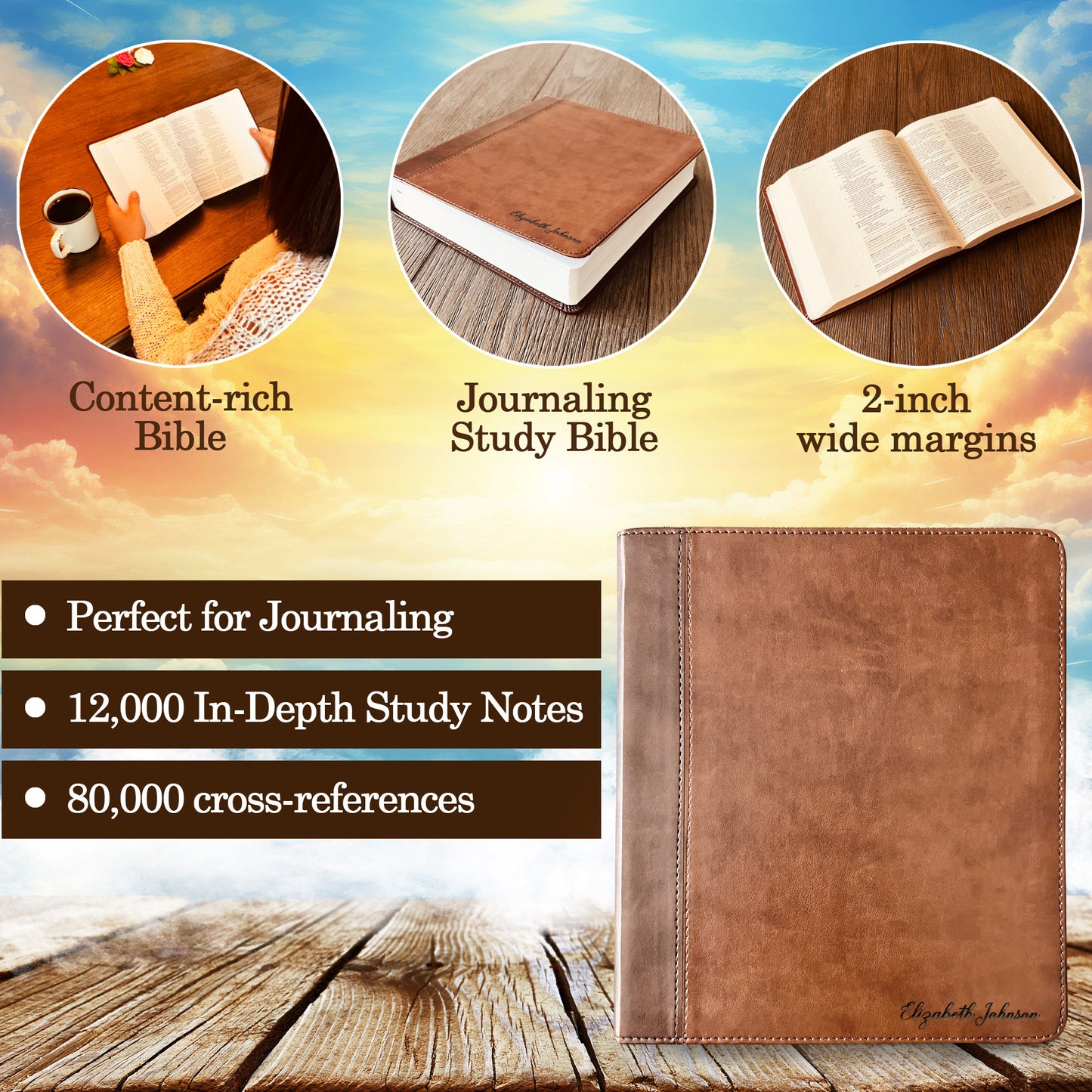 Personalized ESV Bible with Name Engraved, ESV Journaling Study Bible, Custom Bible Engraved Name, English Standard Version Christian Gifts
