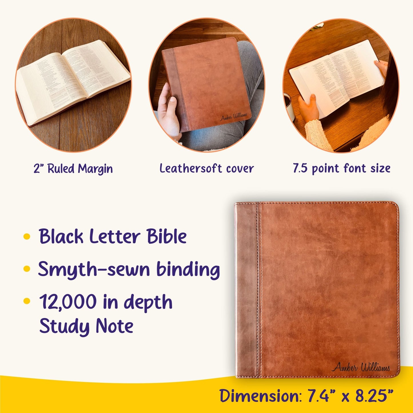 Personalized ESV Bible with Name Engraved, ESV Journaling Study Bible, Custom Bible Engraved Name, English Standard Version Christian Gifts - Religious Books - Aylev