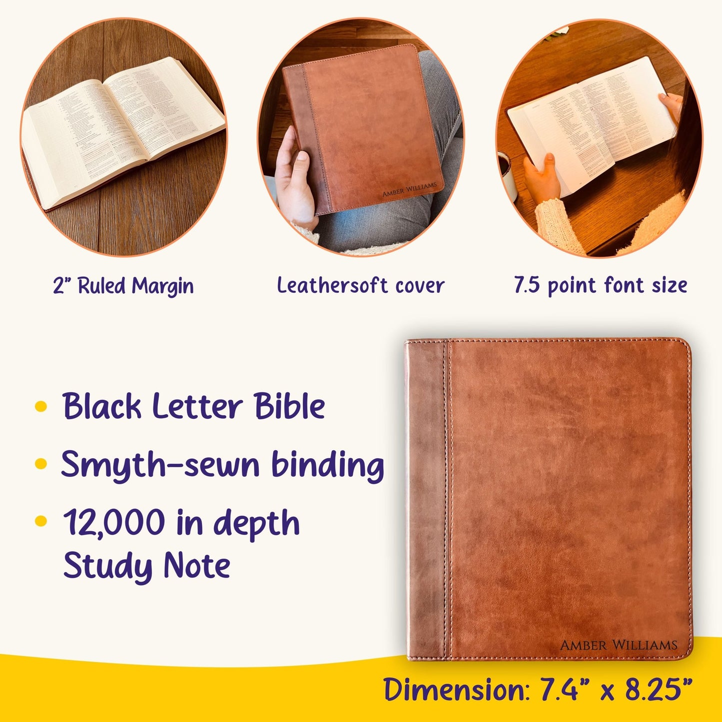 Personalized ESV Bible with Name Engraved, ESV Journaling Study Bible, Custom Bible Engraved Name, English Standard Version Christian Gifts - Religious Books - Aylev