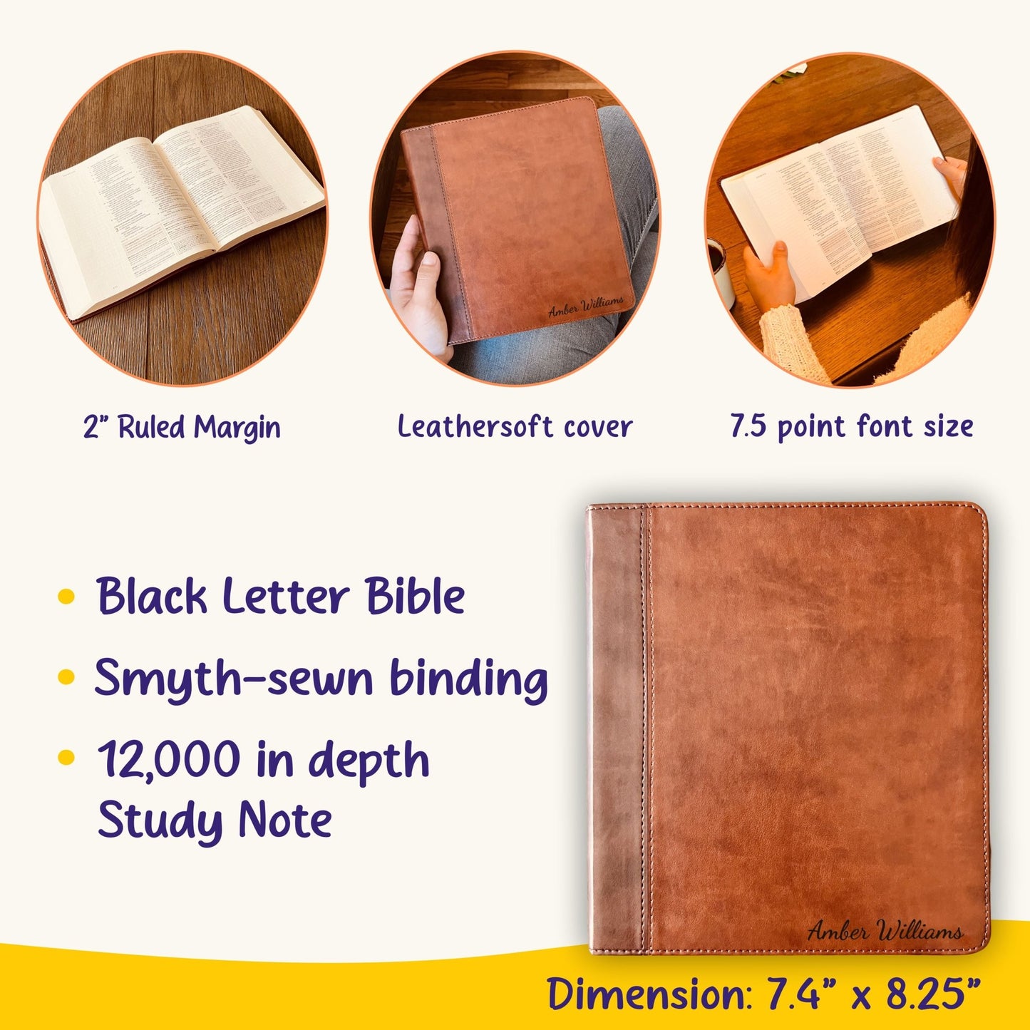 Personalized ESV Bible with Name Engraved, ESV Journaling Study Bible, Custom Bible Engraved Name, English Standard Version Christian Gifts - Religious Books - Aylev