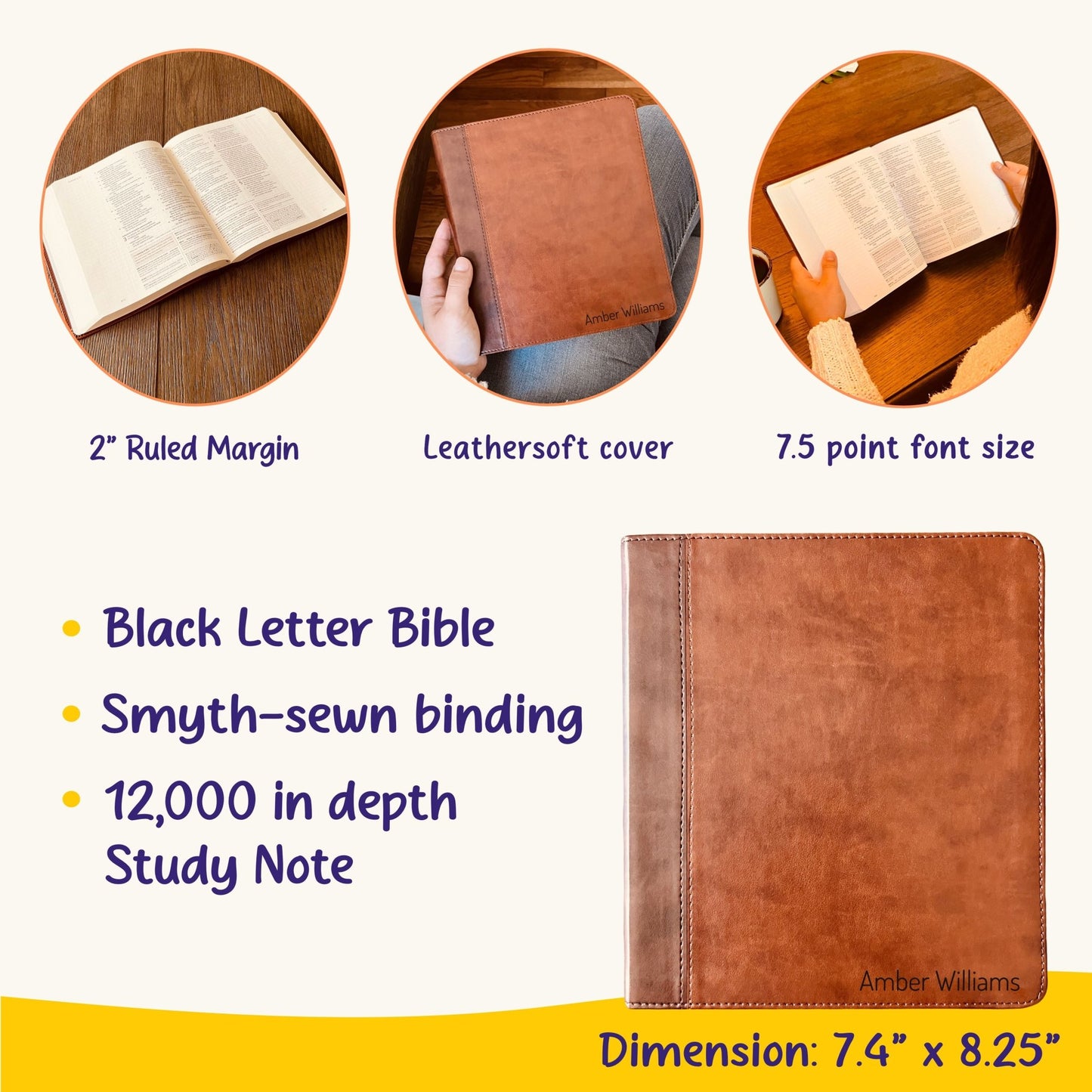 Personalized ESV Bible with Name Engraved, ESV Journaling Study Bible, Custom Bible Engraved Name, English Standard Version Christian Gifts - Religious Books - Aylev