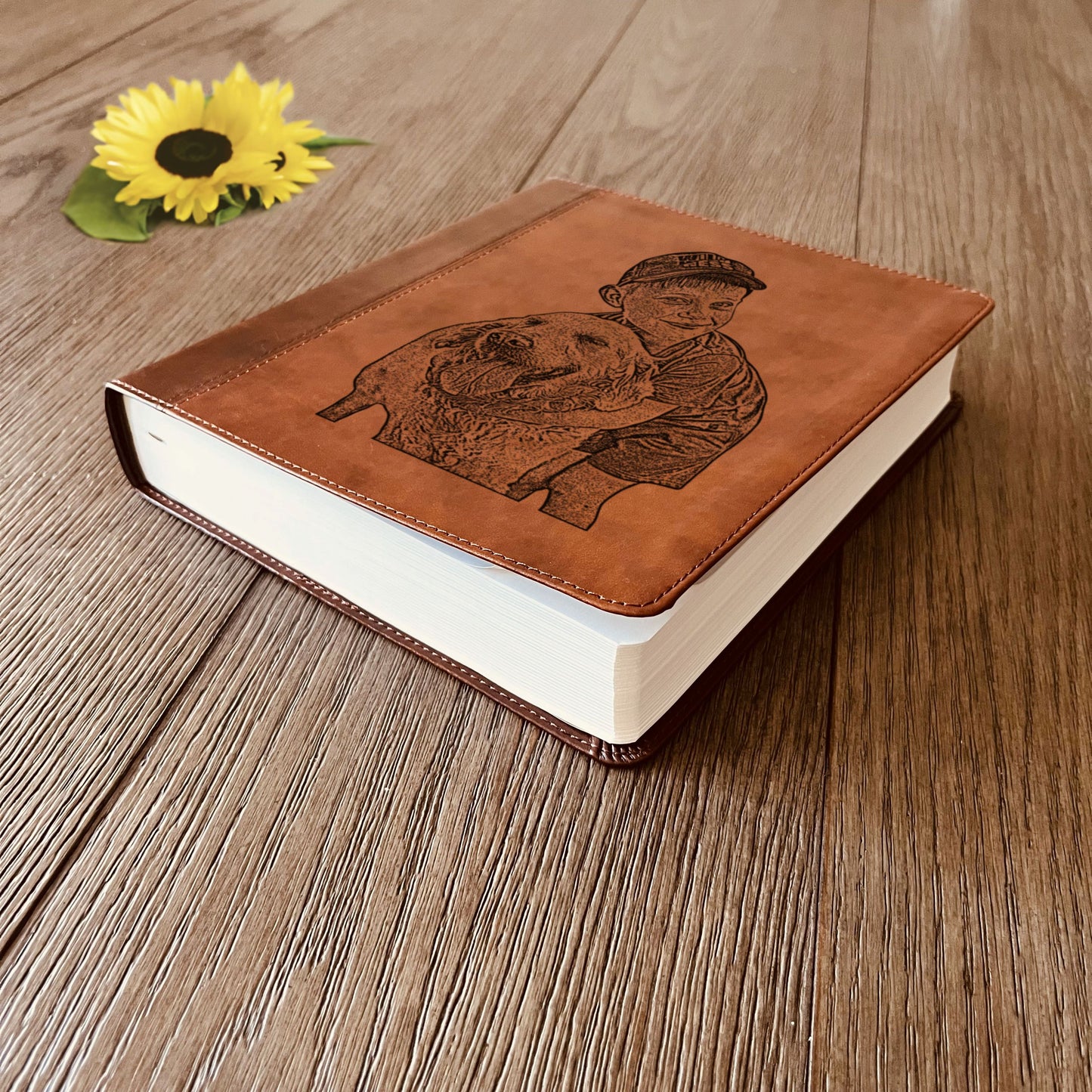 Personalized ESV Journaling Study Bible, Photo Engraved Cover, Wide Margin Bible for Note Taking, Christian Gift, Custom Engraved Bible