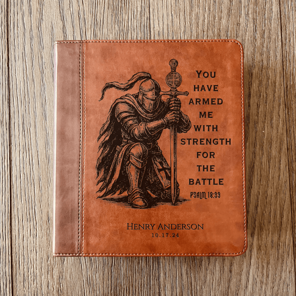 Personalized Bible for Men, ESV Journaling Study Bible, Custom Engraved Name, Knight Warrior Design, Christian Gift, Bible Gifts for Him - Religious Books - Aylev