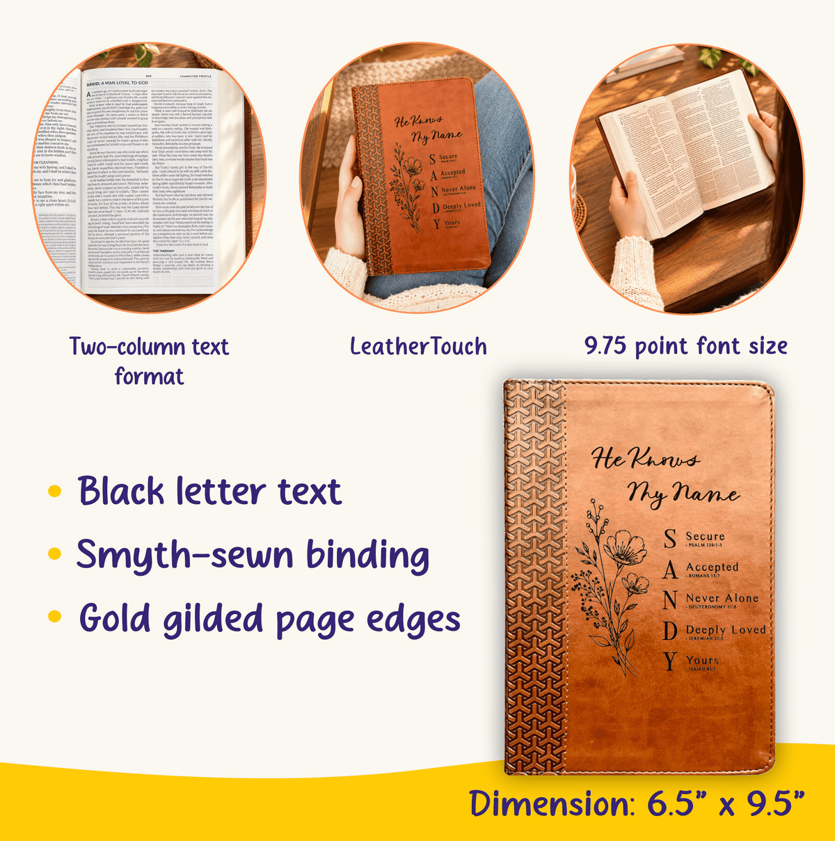 Personalized KJV Study Bible, Custom Engraved Acrostic Name with Verse Reference, Floral Design, Christian Bible Gift for Her - Religious Books - Aylev