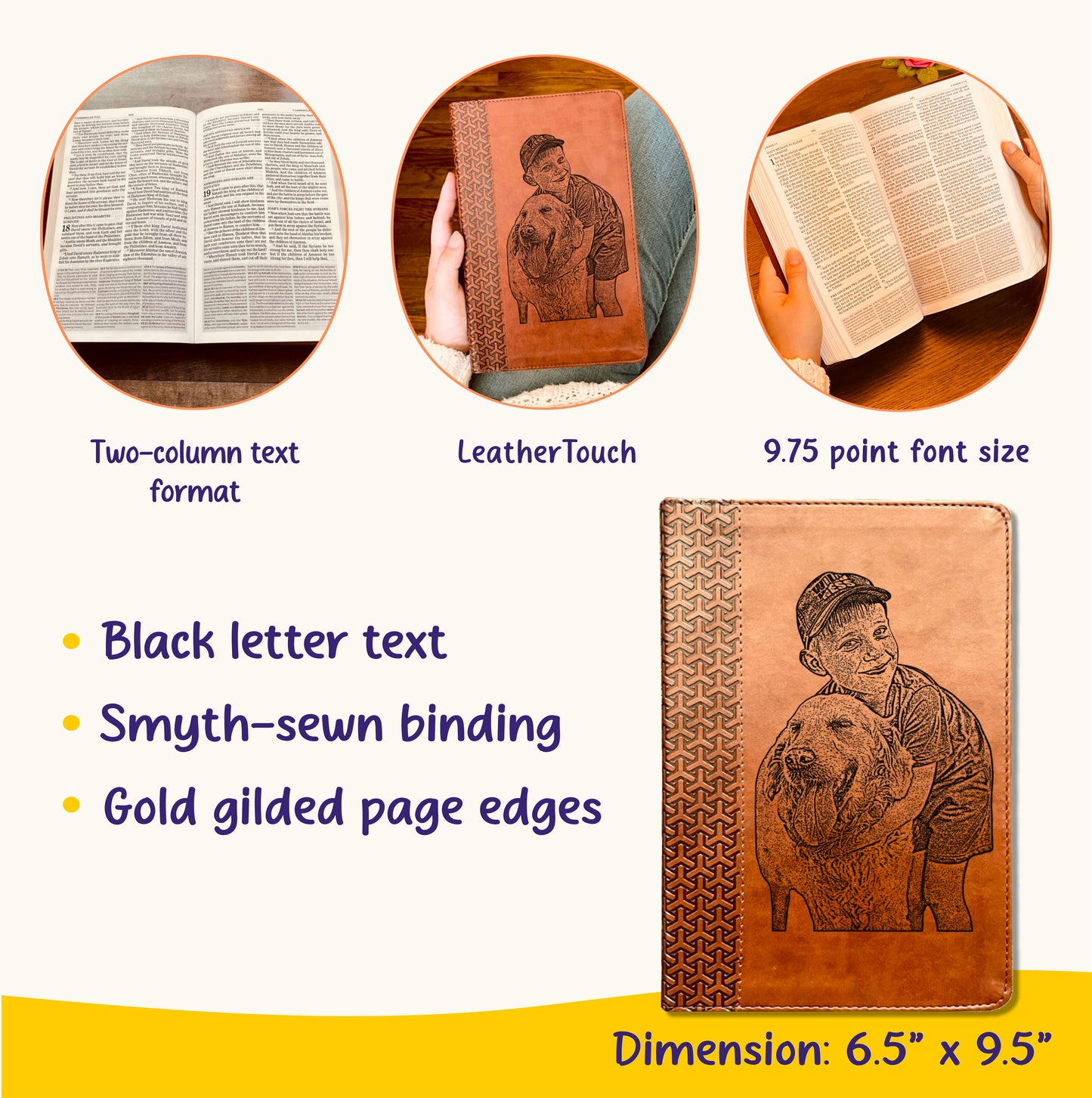 Personalized KJV Everyday Study Bible, Your Photo Engraved, King James Version, Custom Engraved Bible, Christian Gift, Baptism Gift