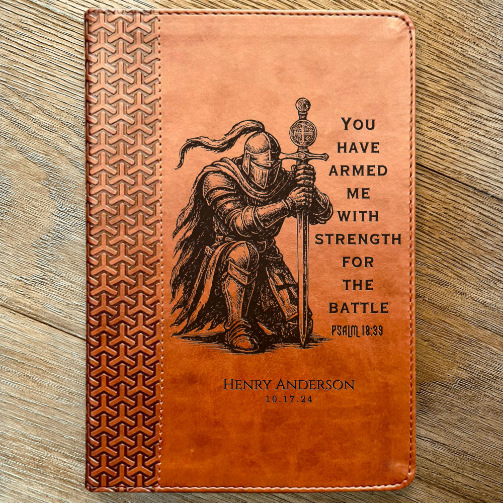 Personalized Bible for Men, KJV Study Bible, Customized Bible Engraved Name, Knight Warrior Design, Christian Gift, Bible Gifts for Him