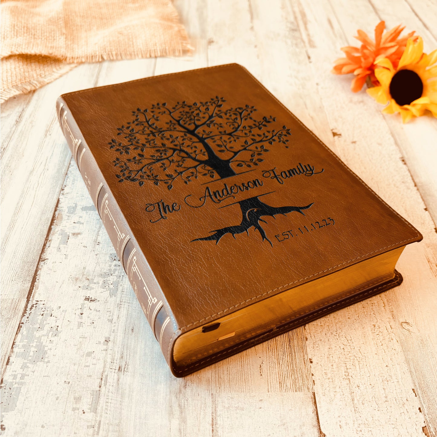 Personalized Family Bible, Custom Engraved NKJV Wide-Margin Family Tree Bible, Wedding Gifts, Anniversary Gifts, Family Bible for Weddings