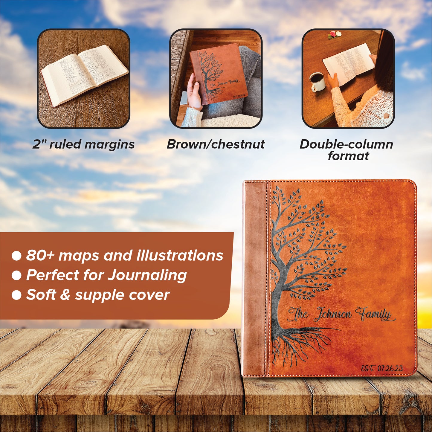 Personalized Family Bible | Custom ESV Family Tree Study Bible | Engraved Bible Wedding Bible Christian Gifts Family Bible for Wedding - Aylev