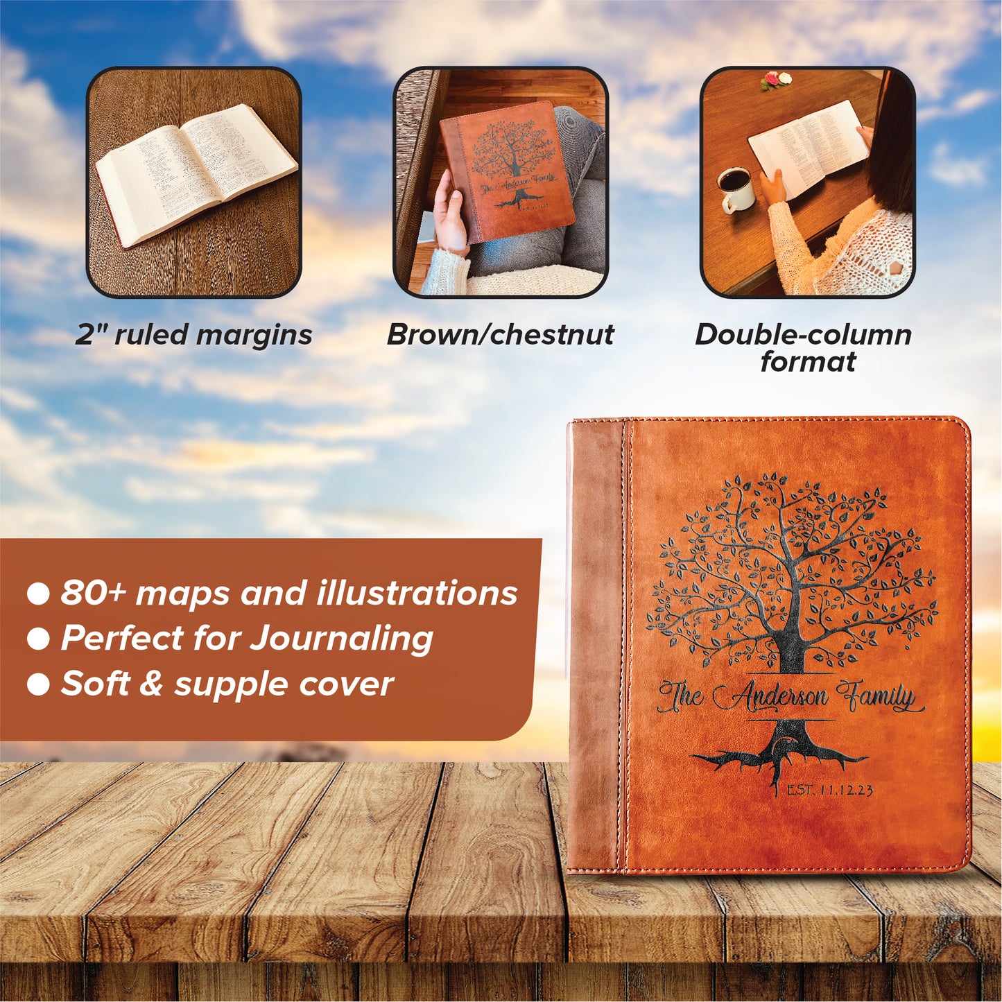 Personalized Family Bible | Custom ESV Family Tree Study Bible | Engraved Bible Wedding Bible Christian Gifts Family Bible for Wedding - Aylev
