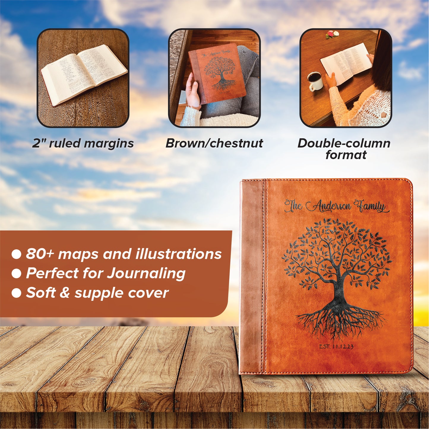 Personalized Family Bible | Custom ESV Family Tree Study Bible | Engraved Bible Wedding Bible Christian Gifts Family Bible for Wedding - Aylev