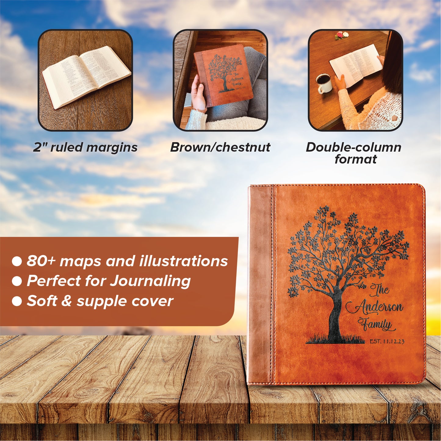 Personalized Family Bible | Custom ESV Family Tree Study Bible | Engraved Bible Wedding Bible Christian Gifts Family Bible for Wedding - Aylev