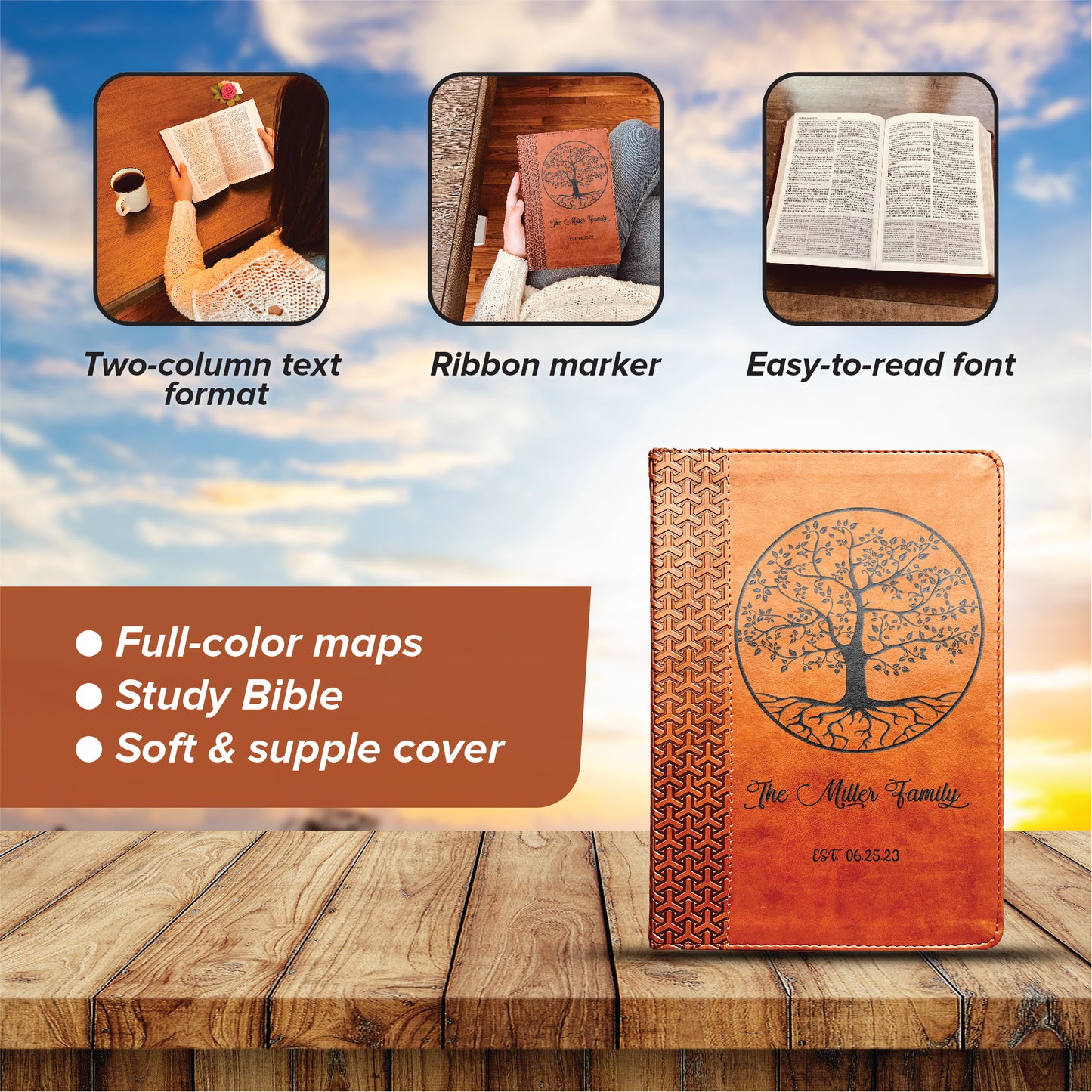 Personalized Family Bible | Custom KJV Family Tree Study Bible | Engraved Bible Wedding Bible Christian Gifts Family Bible for Wedding - Aylev