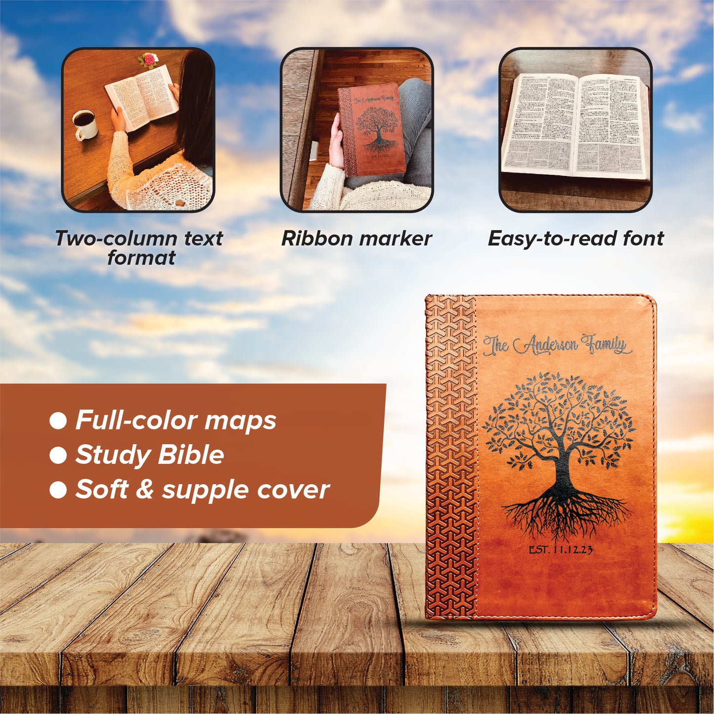 Personalized Family Bible | Custom KJV Family Tree Study Bible | Engraved Bible Wedding Bible Christian Gifts Family Bible for Wedding - Aylev