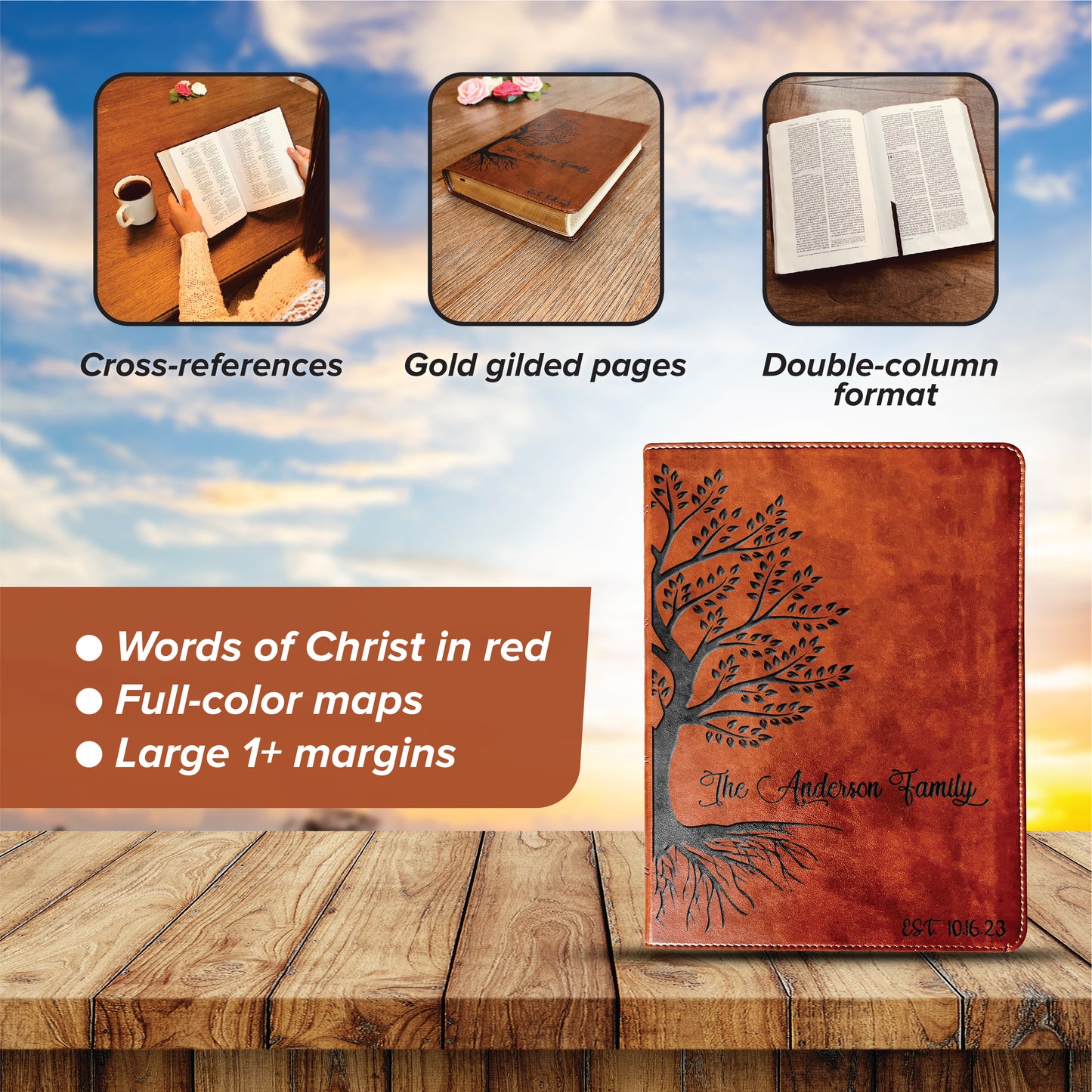 Personalized Family Bible | Custom ESV Family Bible | Engraved Family Bible Wedding Bible Christian Gifts Family Tree Bible for Wedding - Aylev