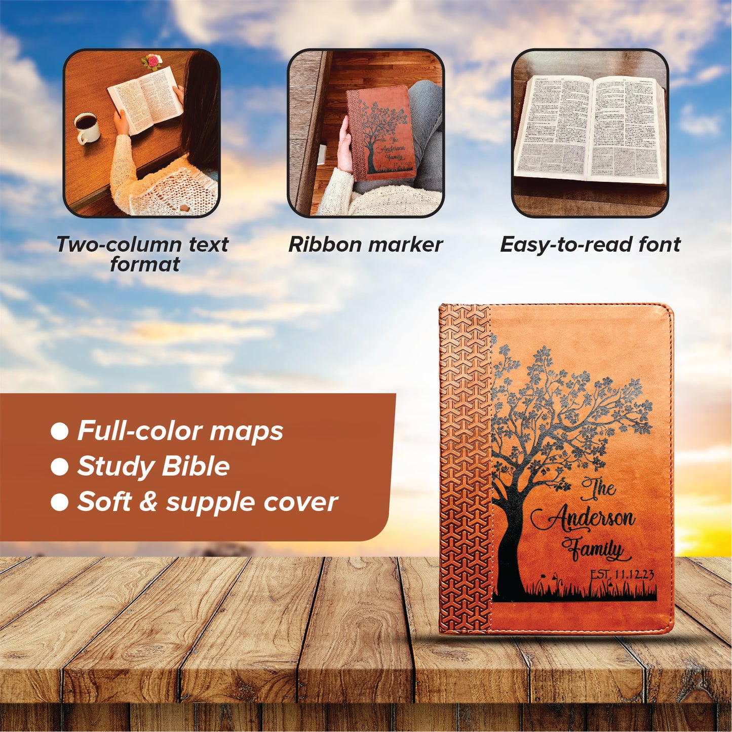 Personalized Family Bible | Custom KJV Family Tree Study Bible | Engraved Bible Wedding Bible Christian Gifts Family Bible for Wedding - Aylev