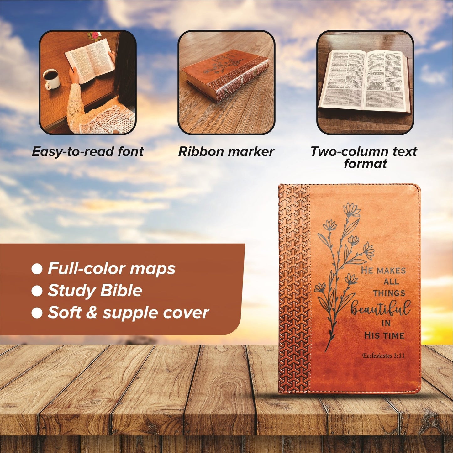 Personalized KJV Bible, Everyday Study Bible, Custom Bible Engraved King James Version, Christian Gifts, Baptism Gifts, KJV Bible Women Men - Religious Books - Aylev