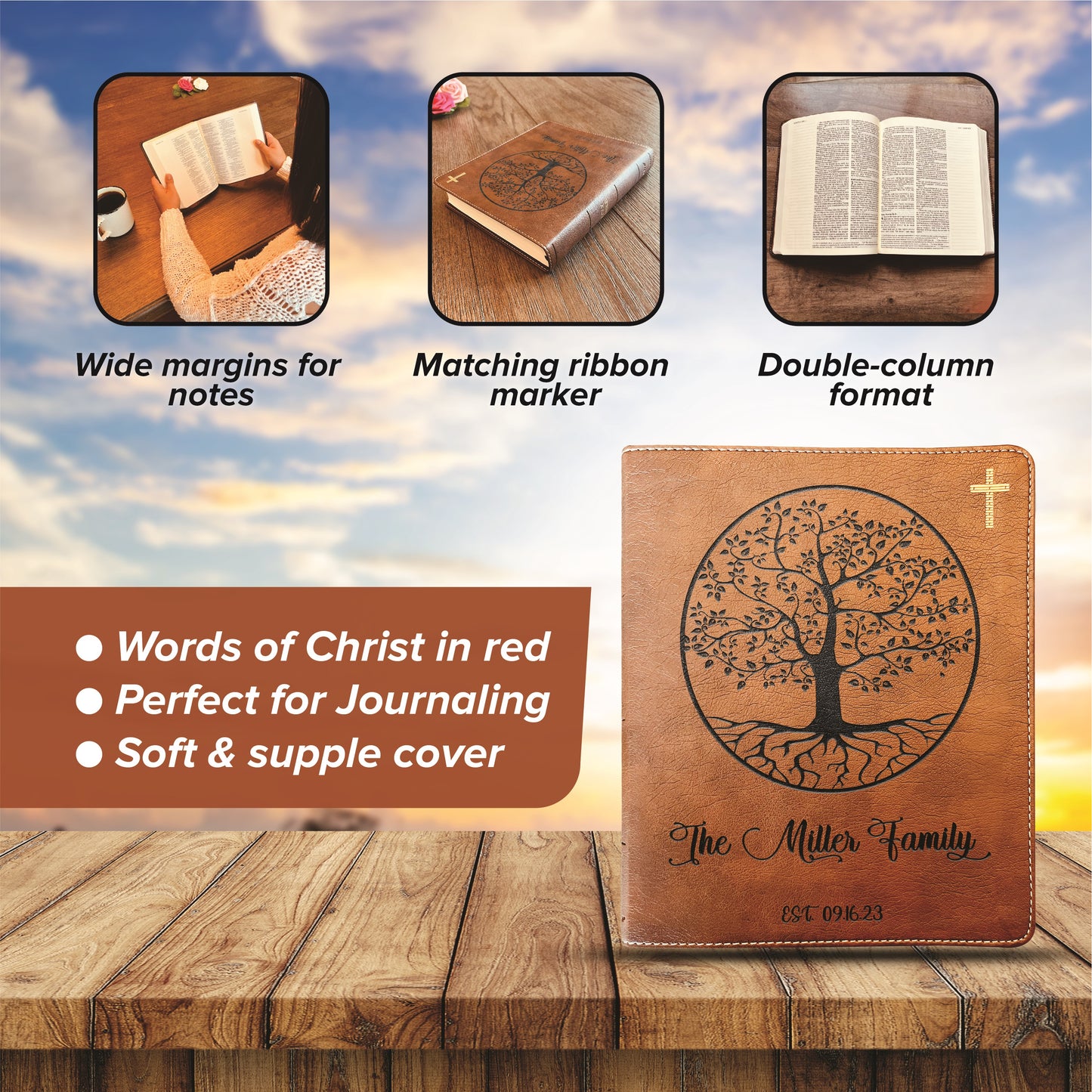 Personalized Family Bible, Custom NIV Family Tree Journaling Bible, Engraved Bible, Wedding Bible, Anniversary Gifts Family Bible for Wedding - Aylev