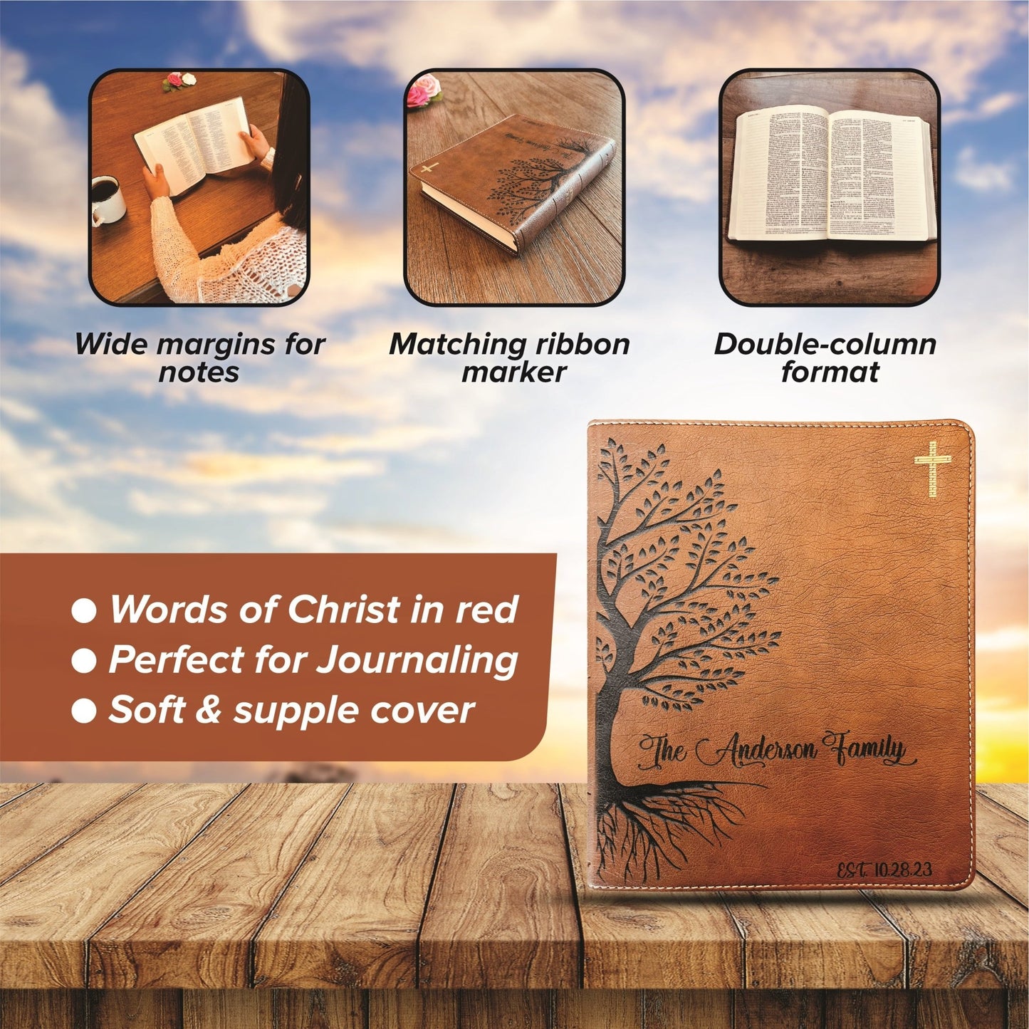 Personalized Family Bible, Custom NIV Family Tree Journaling Bible, Engraved Bible, Wedding Bible, Anniversary Gifts Family Bible for Wedding - Religious Books - Aylev