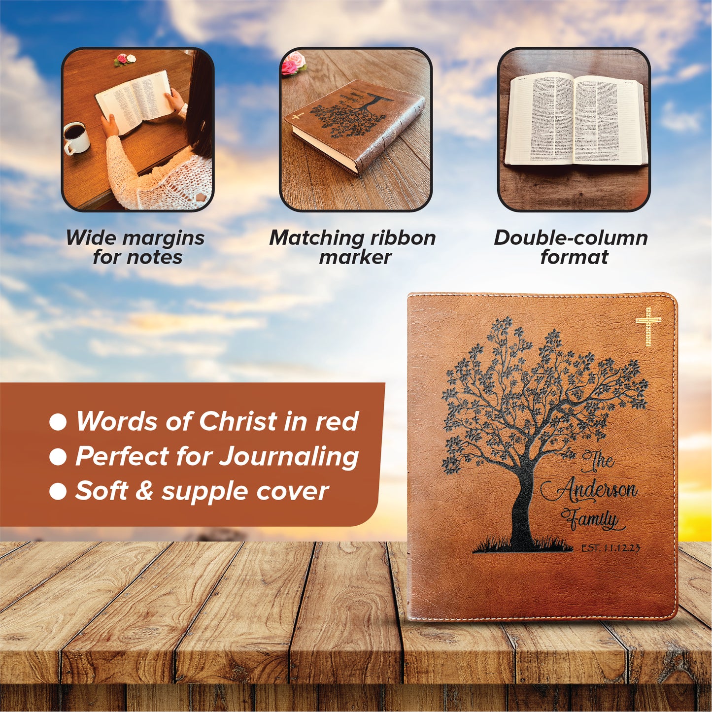 Personalized Family Bible | Custom NIV Family Tree Journaling Bible | Engraved Bible Wedding Bible Christian Gifts Family Bible for Wedding - Aylev