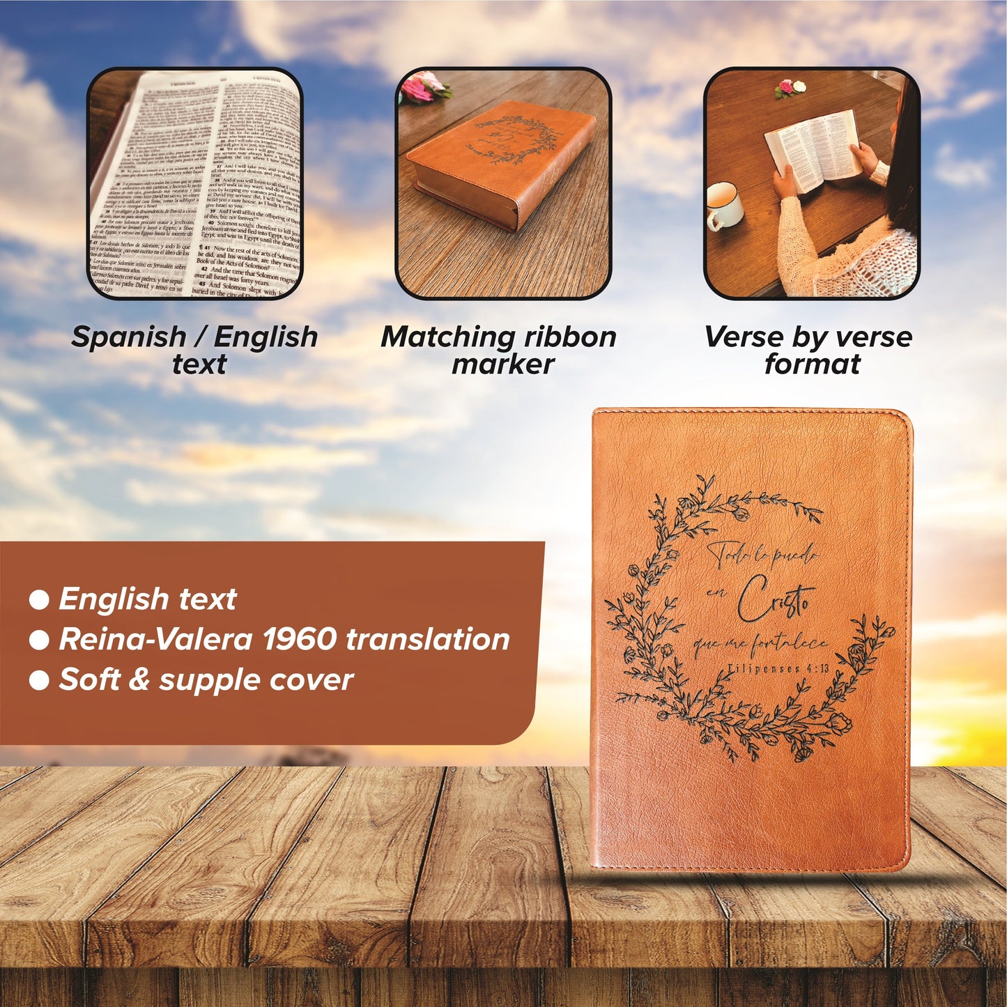 Custom Bilingual Bible | Biblia en Español Personalizada | Biblia Reina Valera 1960 en espanol | Spanish Bible Christian Gifts - Aylev