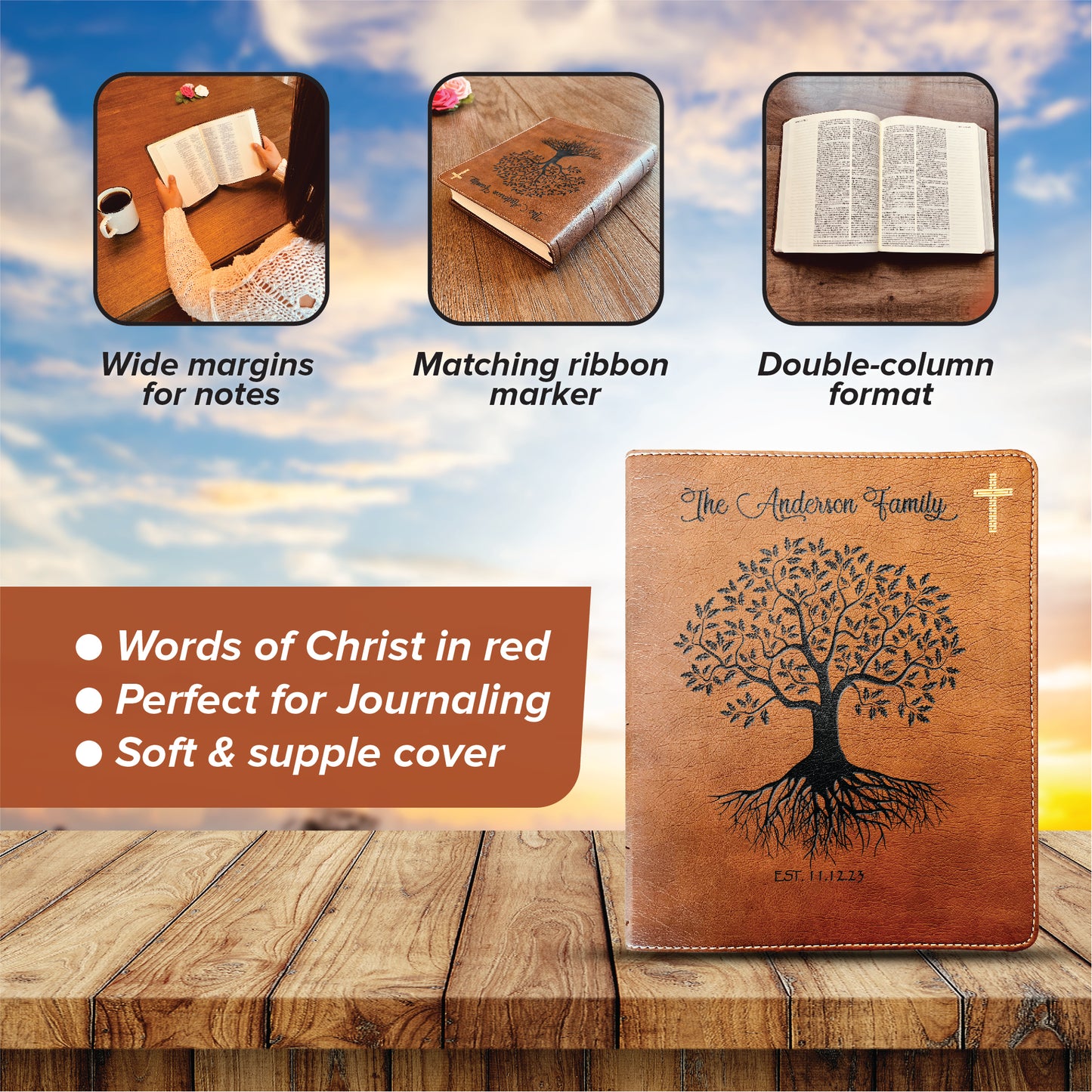 Personalized Family Bible, Custom NIV Family Tree Journaling Bible, Engraved Bible, Wedding Bible, Anniversary Gifts Family Bible for Wedding - Aylev