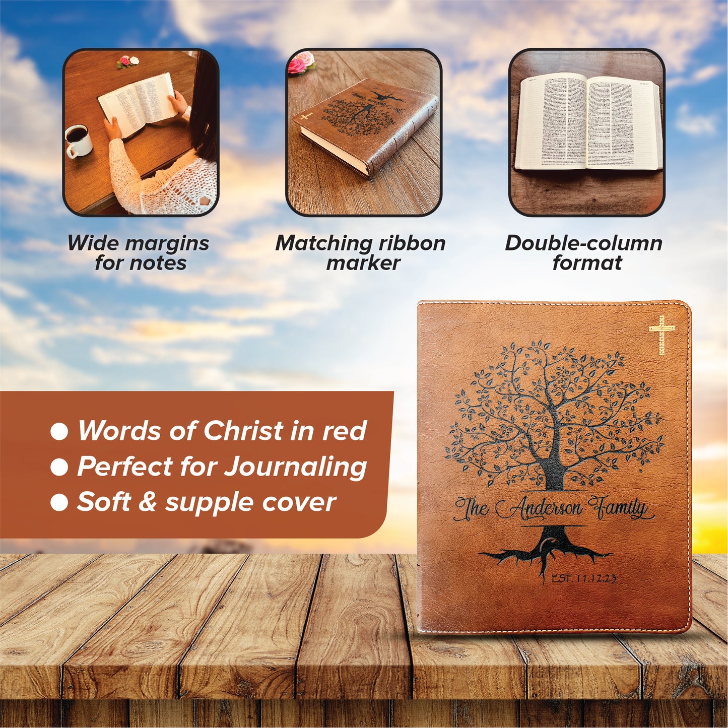 Personalized Family Bible, Custom NIV Family Tree Journaling Bible, Engraved Bible, Wedding Bible, Anniversary Gifts Family Bible for Wedding - Aylev